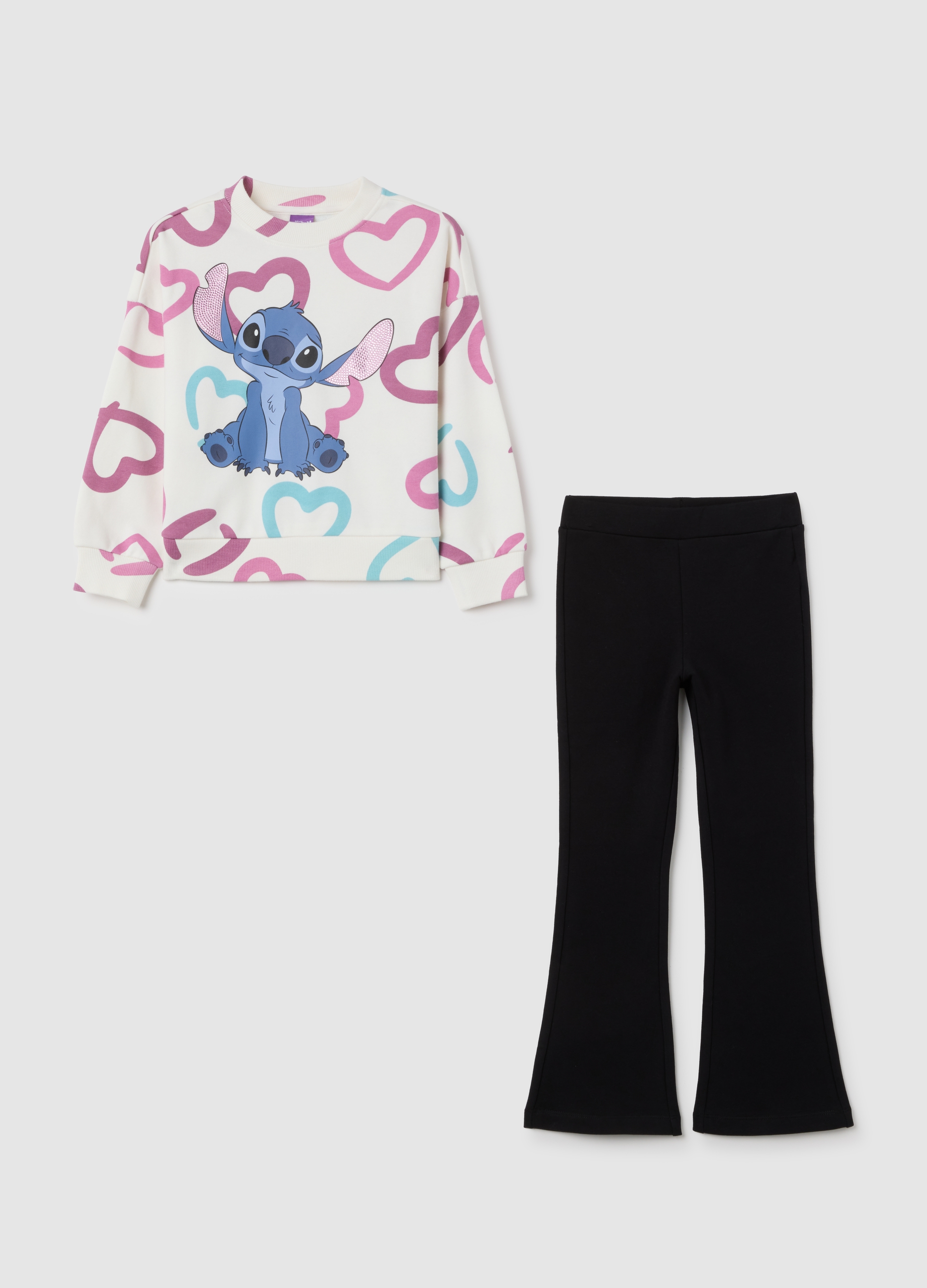 Completo Da Bambina In Misto Cotone Multicolor Regular Fit, Niña, White/Pink/Blue, Talla: 9-10