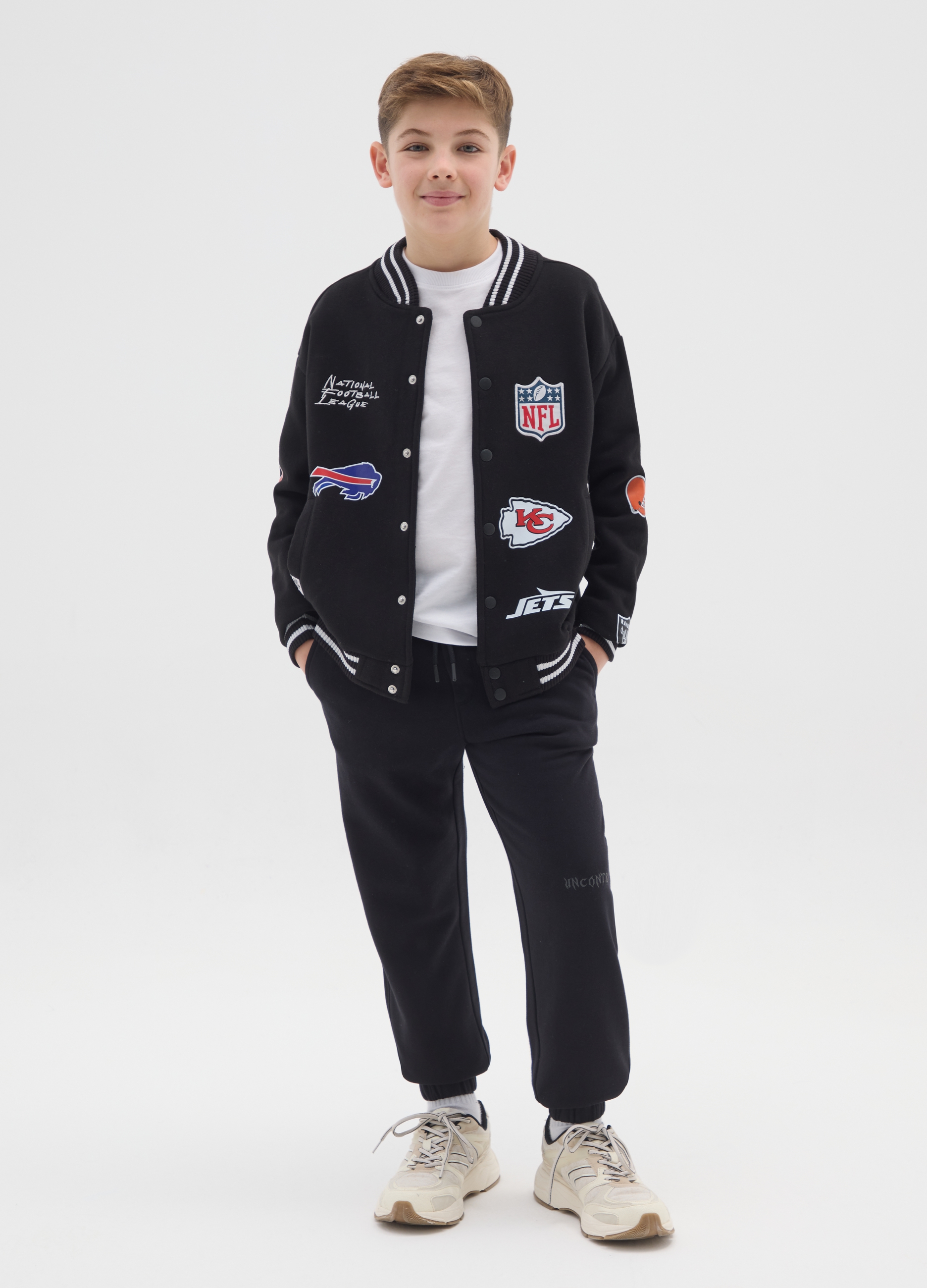 OVS KIDS, Pantaloni Jogger Da Ragazzo In Puro Cotone Nero Regular Fit, Bambino, Nero, Taglia: 12-13