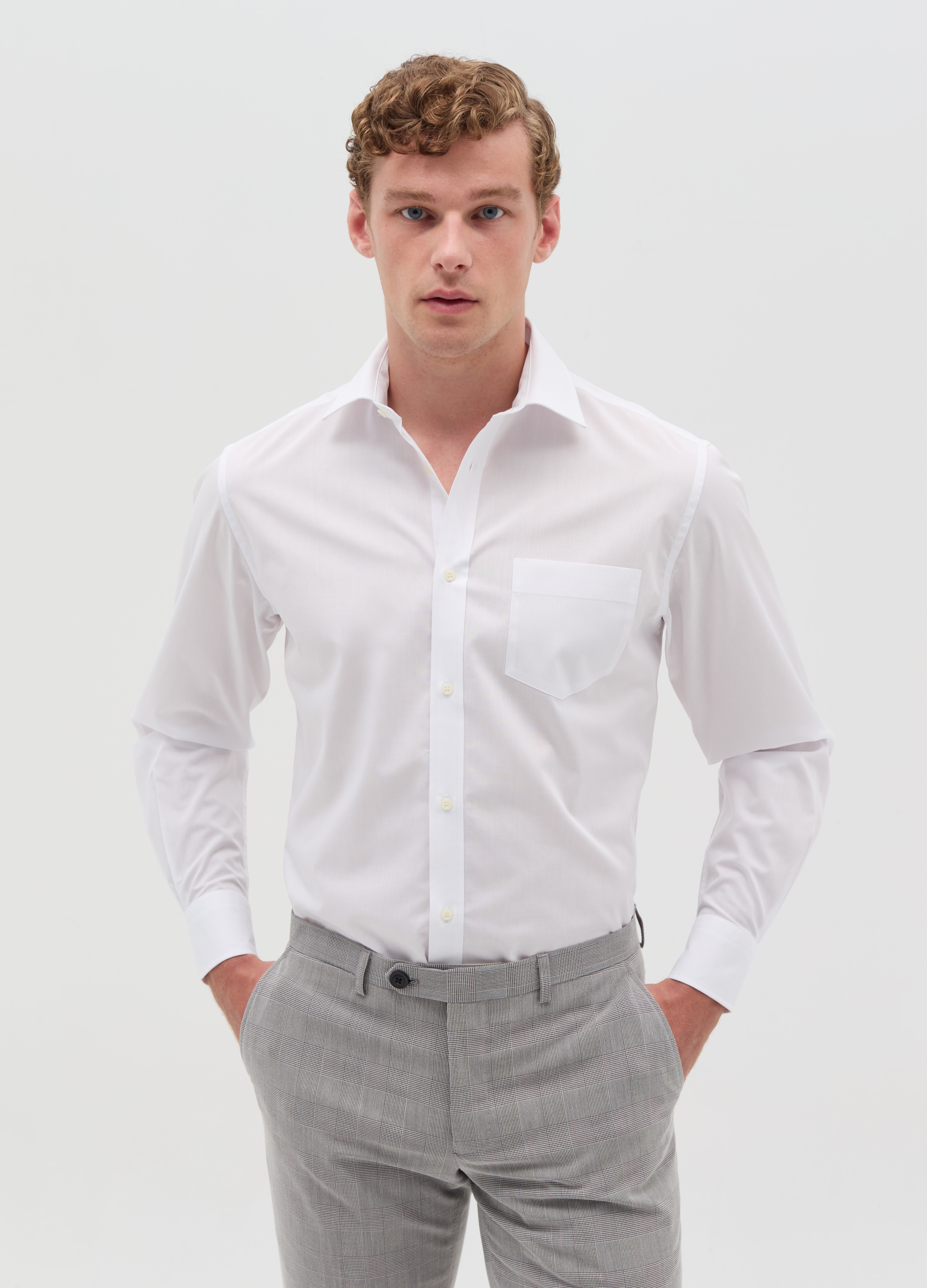 Camisa Regular Fit Con Bolsillo, Hombre, Blanco óptico, Talla: 42