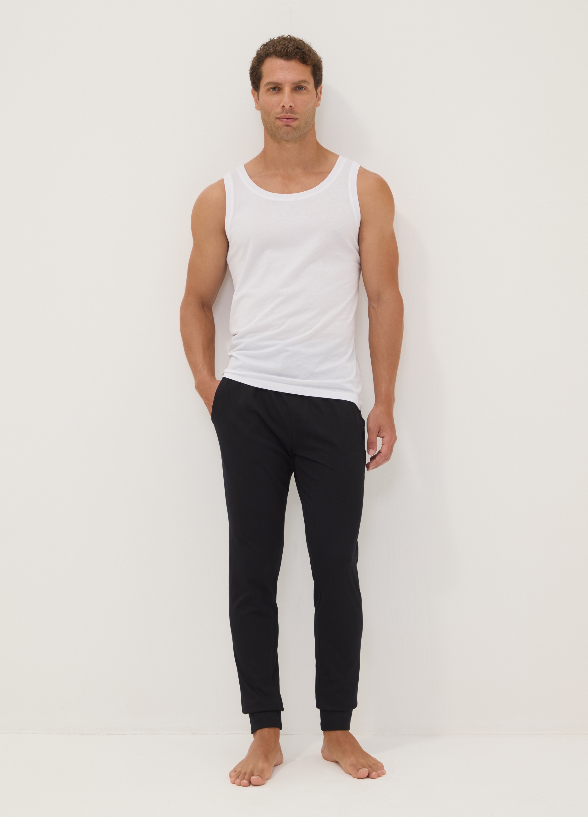OVS, Pantaloni Pigiama Blu In Cotone Organico Con Vita Elasticizzata, Uomo, Nero, Taglia: S