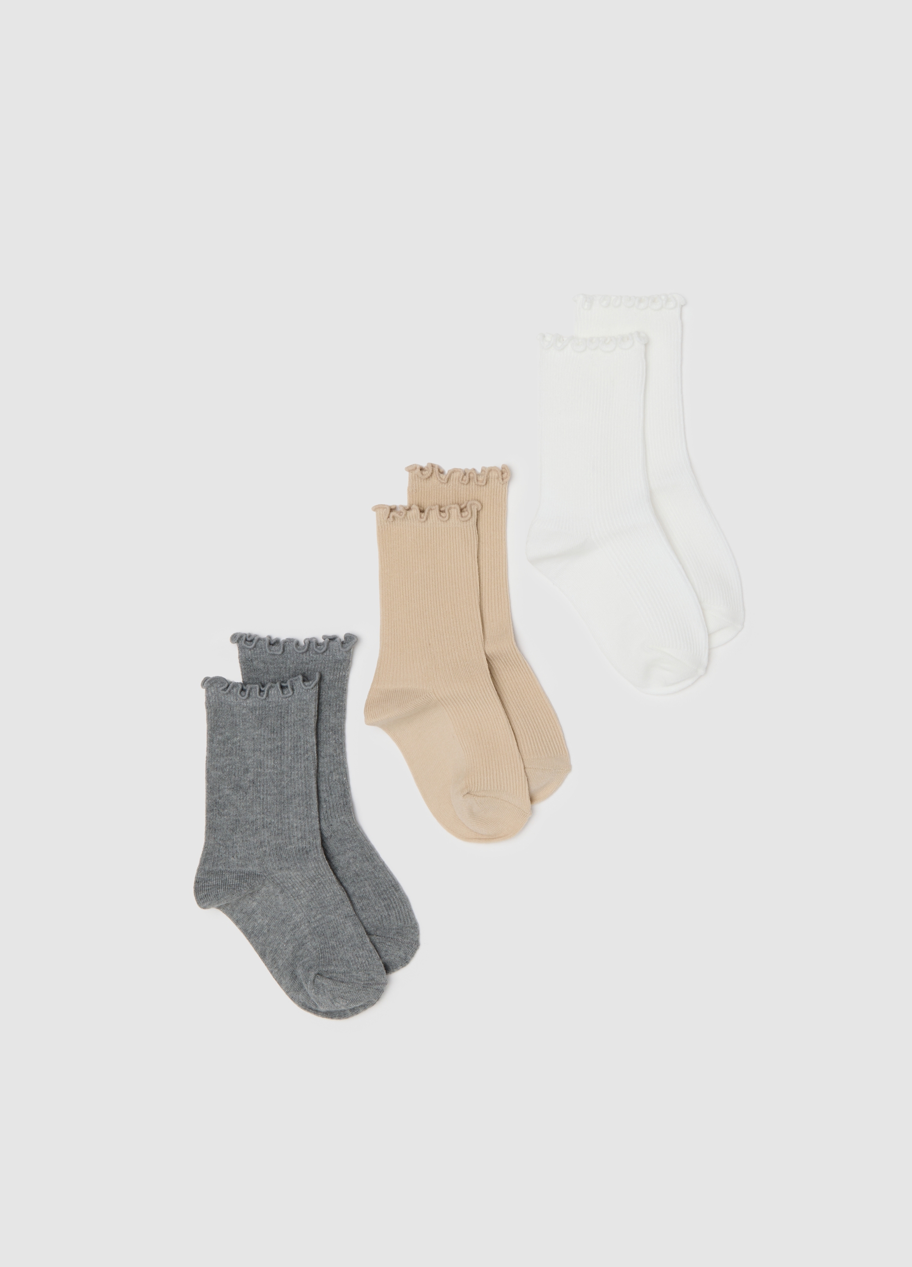 OVS KIDS, Tripack Calze Da Ragazza In Cotone Elasticizzato Multicolor, Bambina, Multicolor, Taglia: 34/36