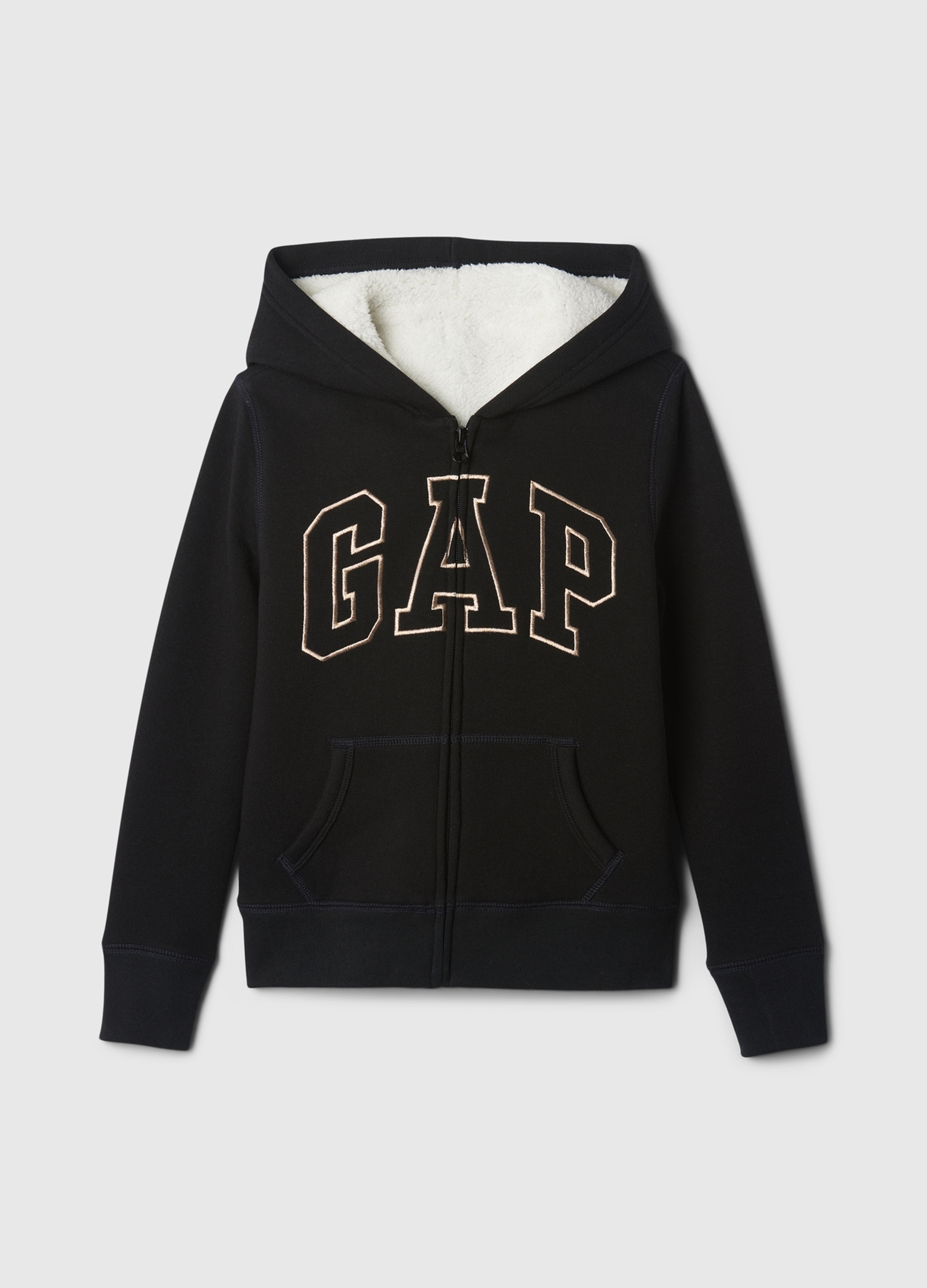 OVS, Full-zip Con Cappuccio Interno In Sherpa, Bambina, Nero, Taglia: S/114-134