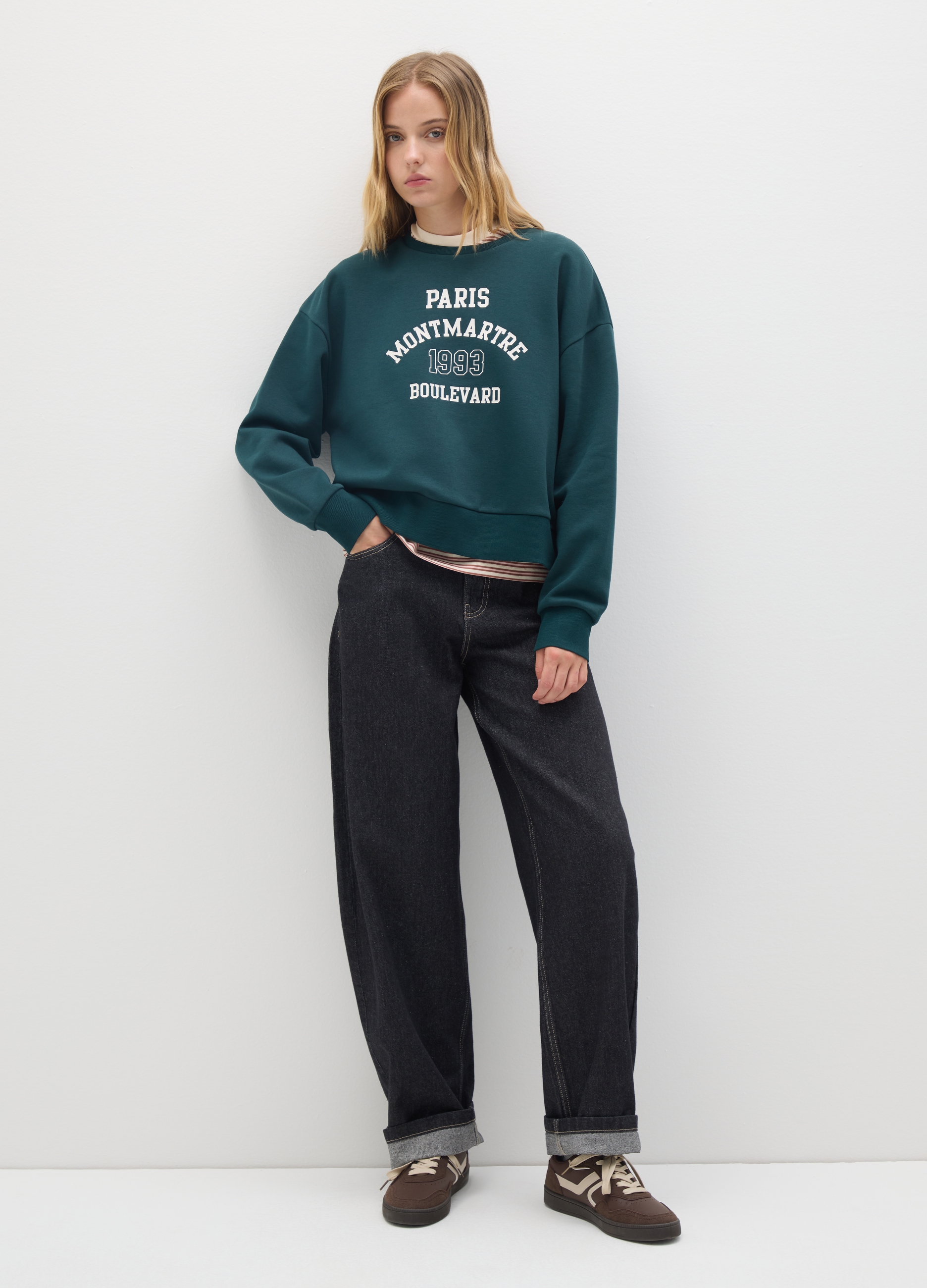 OVS, Felpa In Misto Cotone Verde Regular Fit, Donna, Verde, Taglia: XS