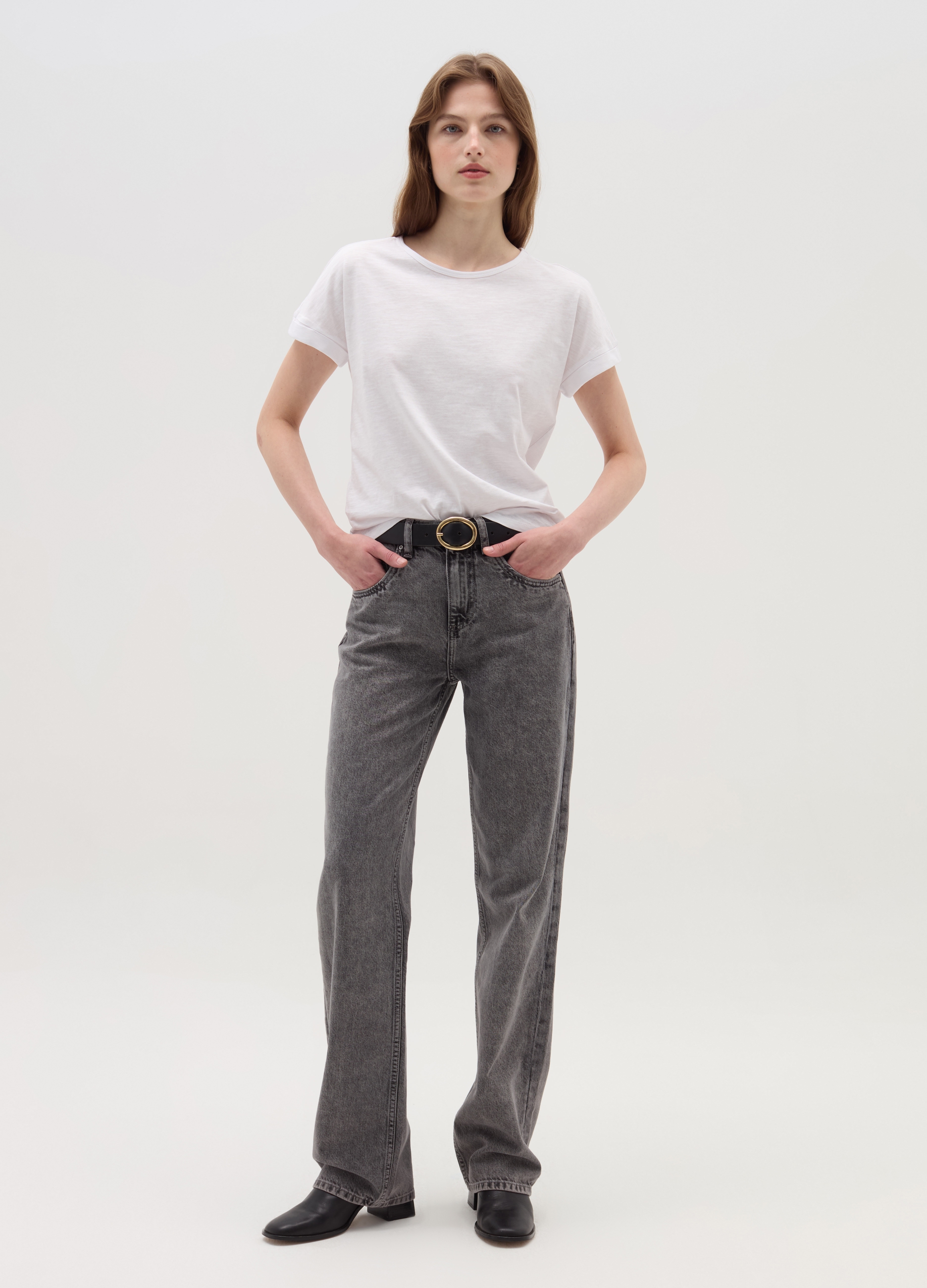 Camiseta De Algodón Con Mangas Kimono, Mujer, Blanco óptico, Talla: XXL