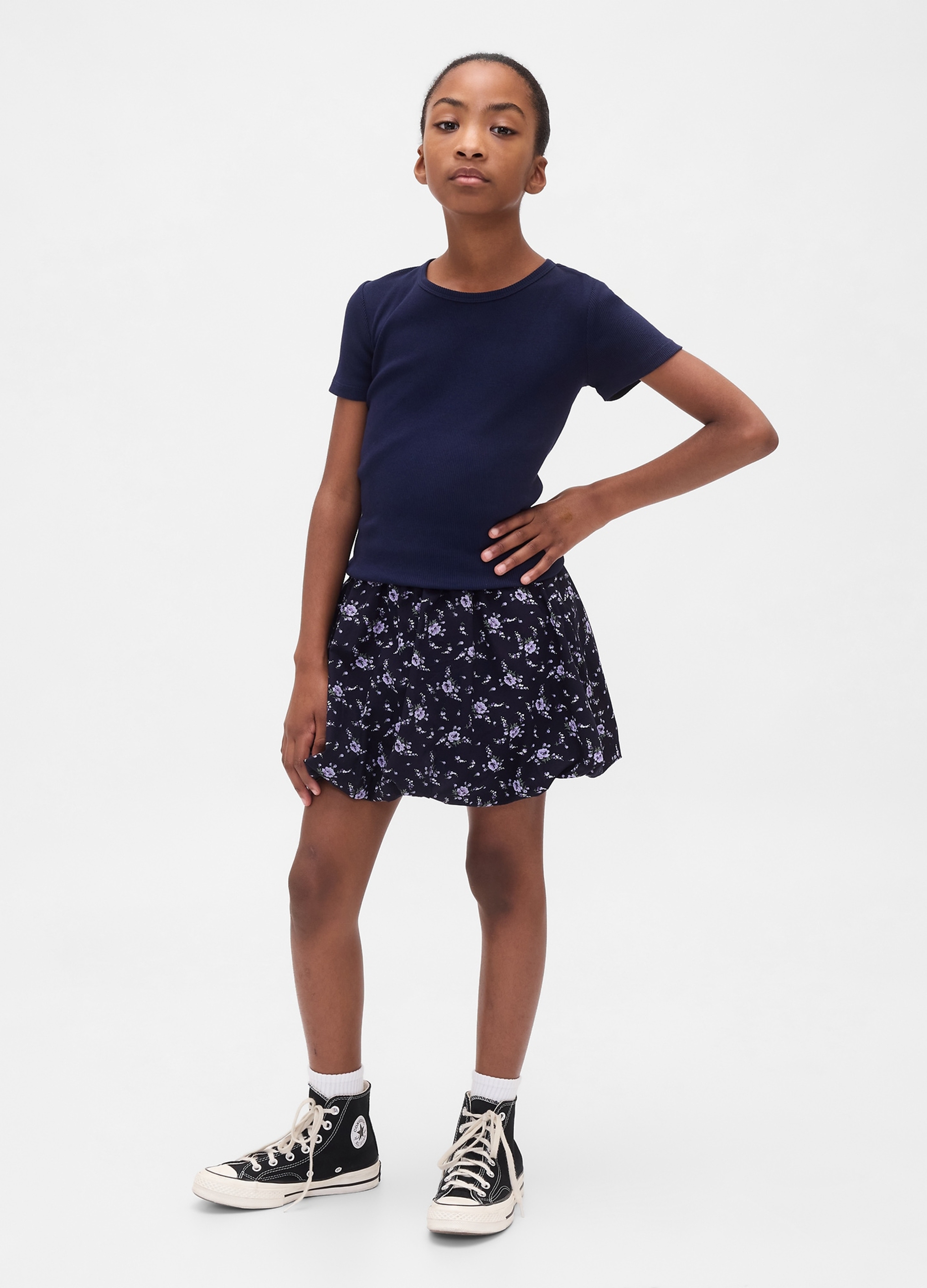GAP KIDS, Gonna In Cotone Con Fiori, Bambina, Blu, Taglia: M