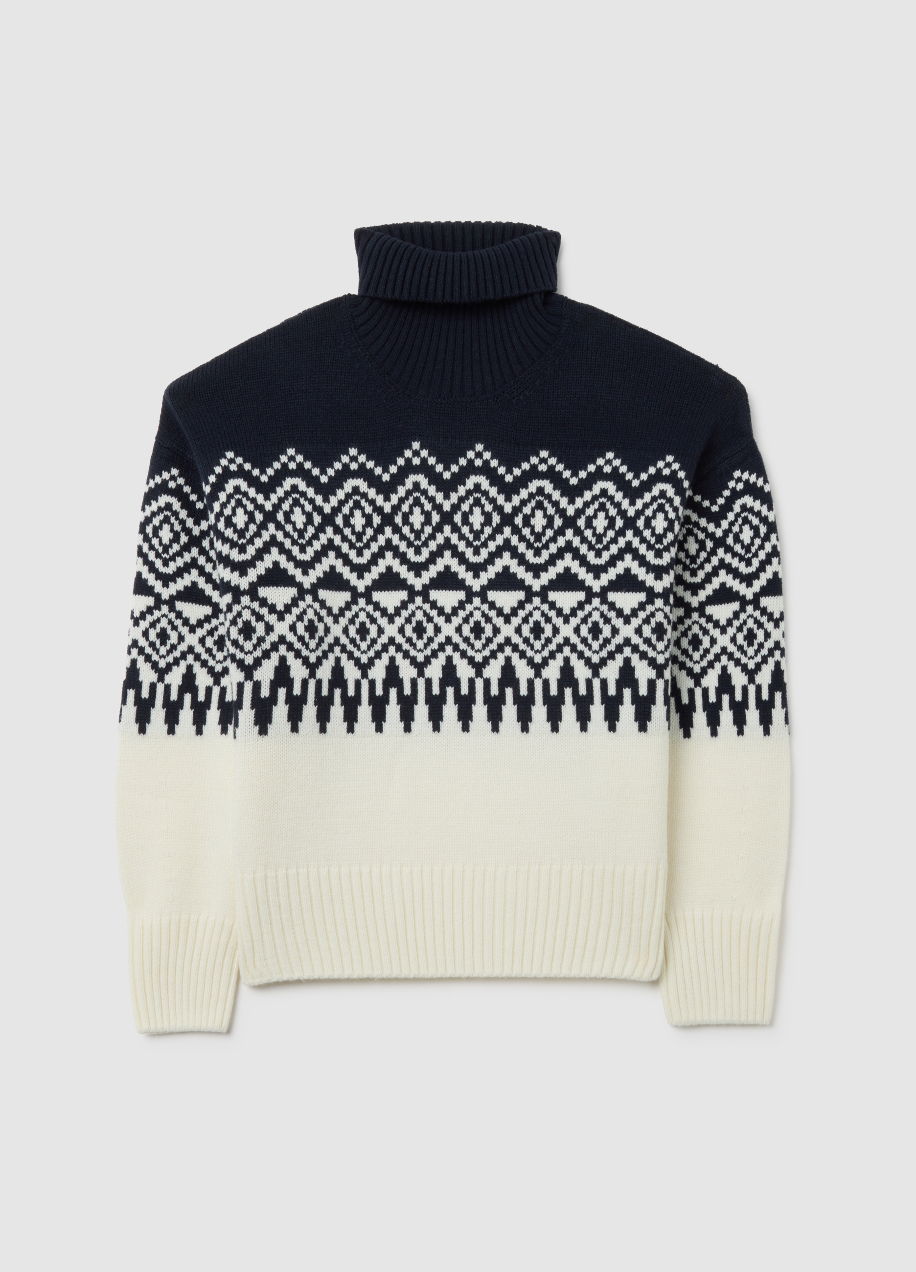 PIOMBO, Suéter Negro Y Blanco Con Ajuste Regular Y Cuello Alto, Mujer, Blanco/azul, Talla: 34