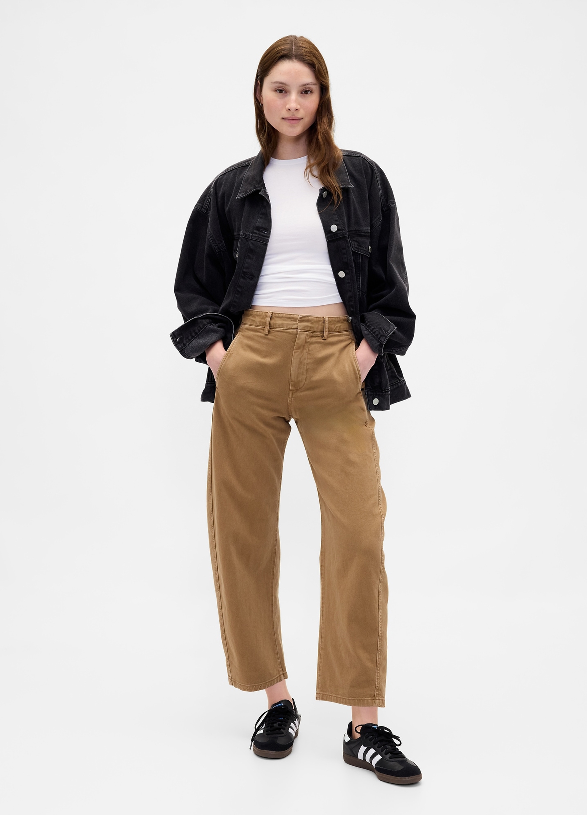 GAP, Pantaloni A Palazzo In Cotone, Donna, Marrone, Taglia: 36