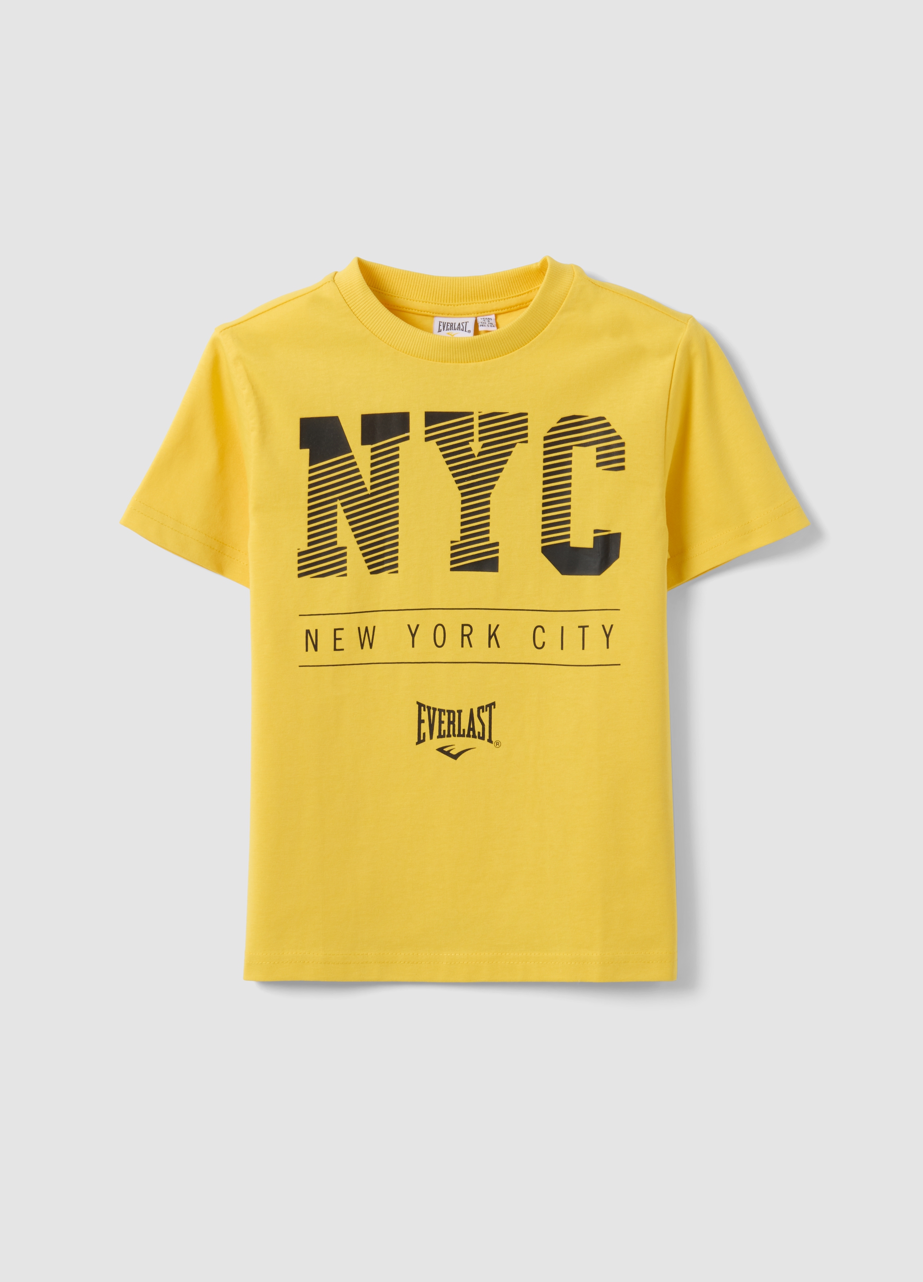 EVERLAST, T-shirt Gialla In Puro Cotone Con Stampa Nyc Per Bambino, Giallo, Taglia: 5-6