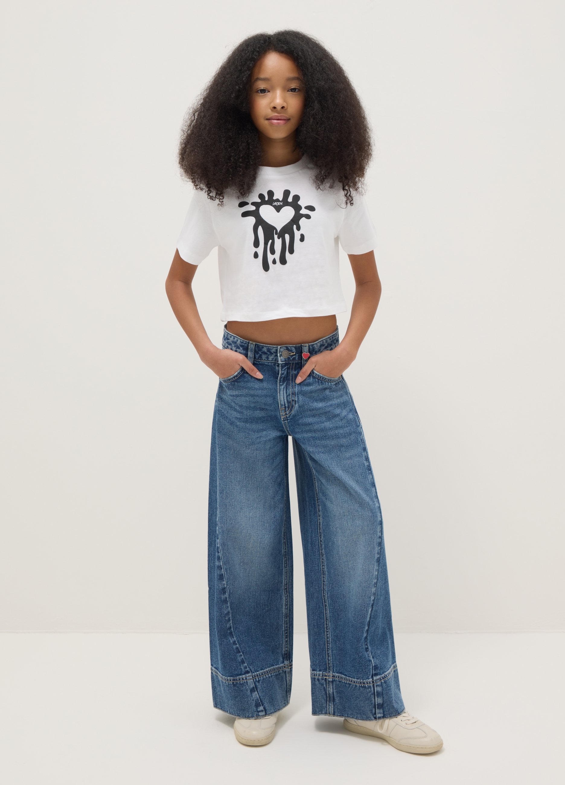 REPUBLIC OF DENIM, Jeans In Puro Cotone Blu Da Ragazza Wide Leg, Bambina, Denim, Taglia: 10-11