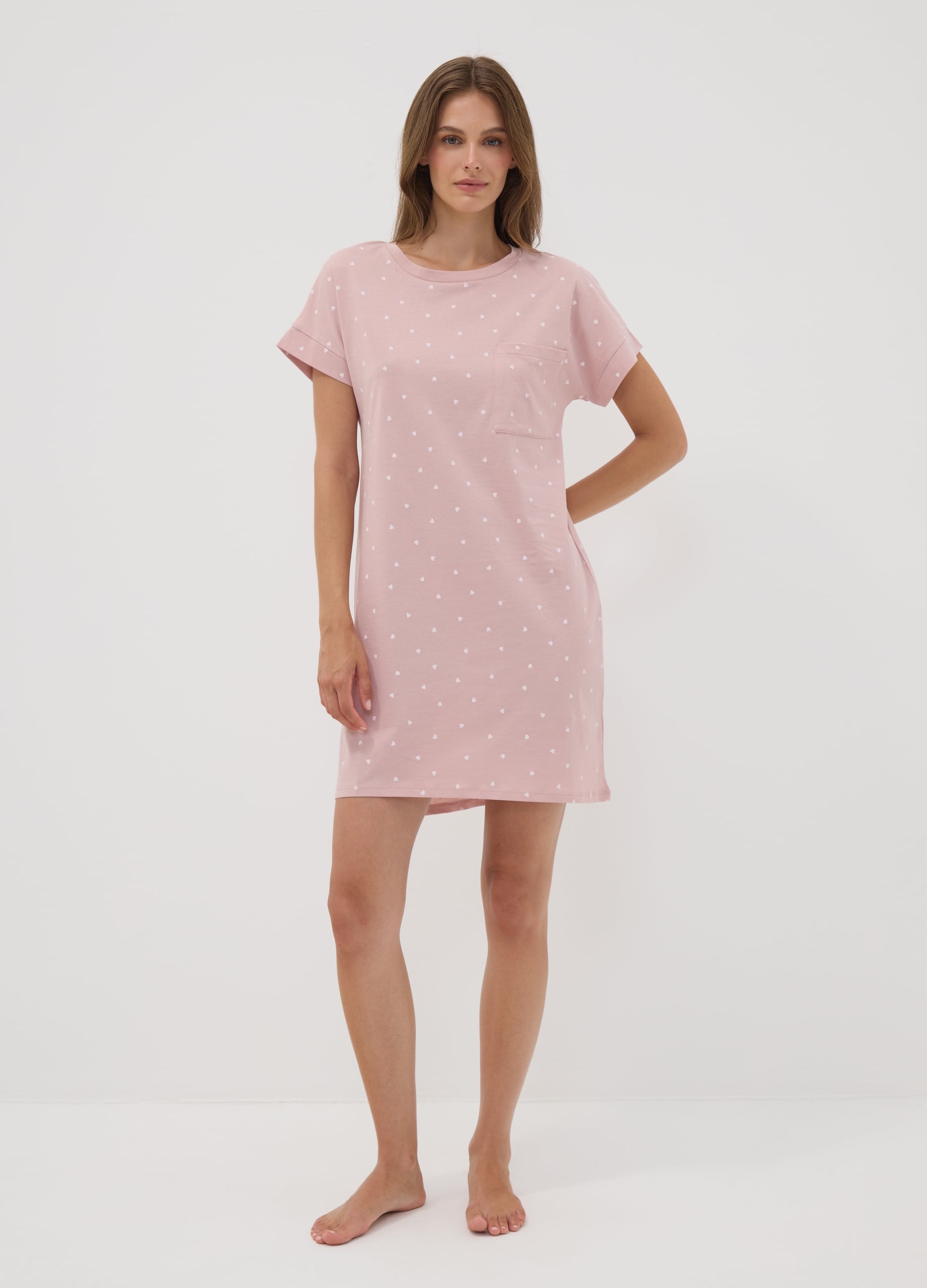 Ovs Donna Rosa Camicia Da Notte In Puro Cotone Organico, Taglia: L