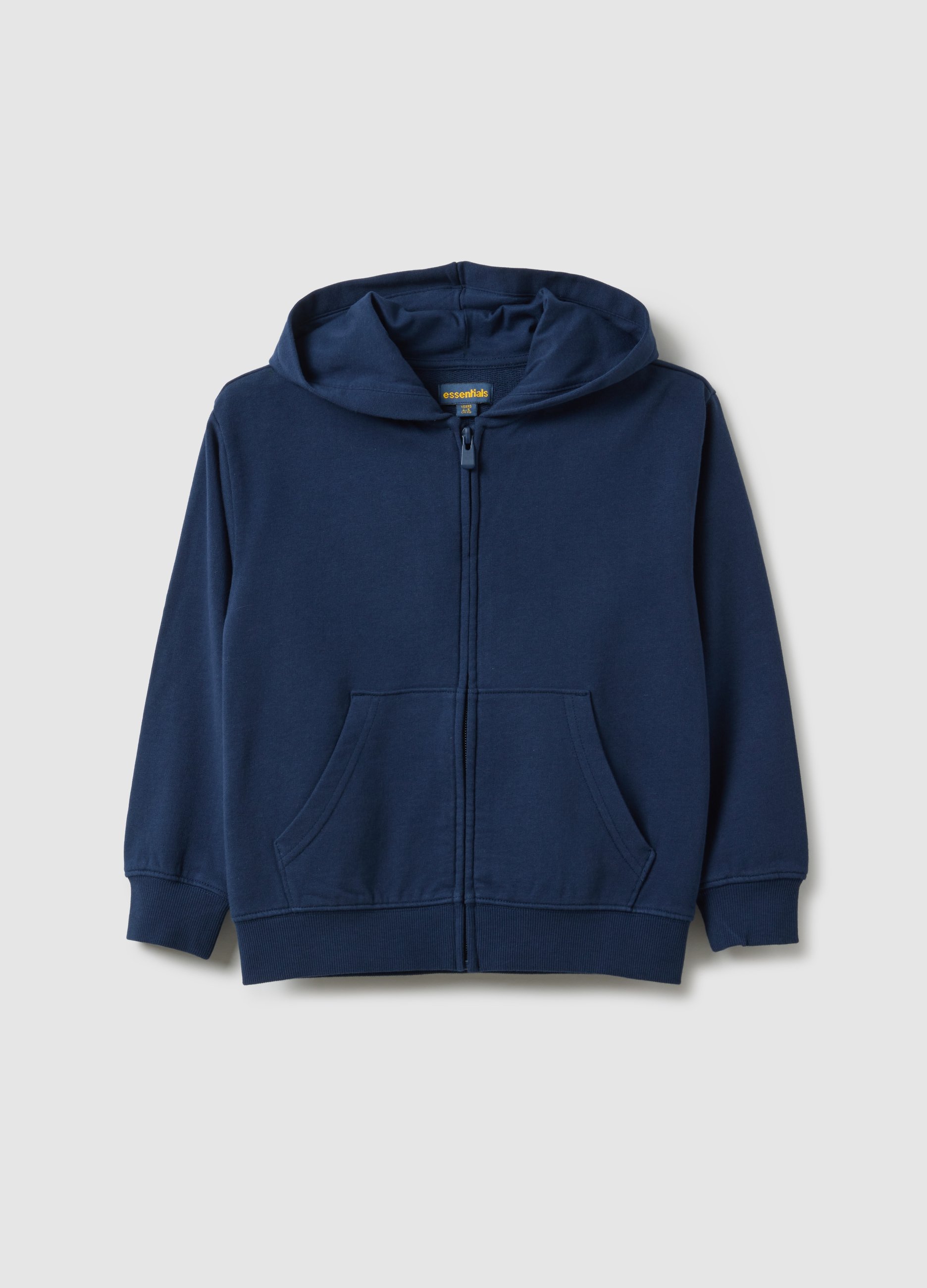 OVS KIDS, Sudadera Azul Con Capucha Y Cremallera Completa Para Niños En Algodón Puro De Ajuste Regular, Niño, Azul oscuro, Talla: 7-8