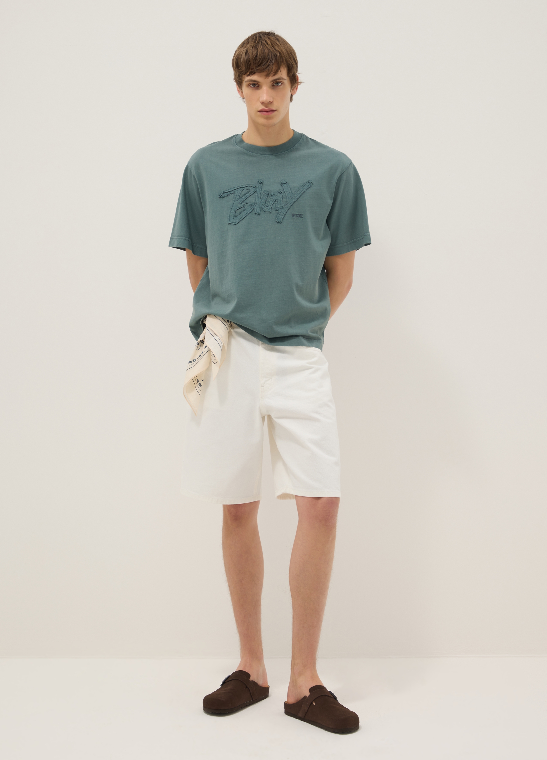 B.ANGEL, Shorts Holgados De Algodón Blanco, Hombre, Blanco roto, Talla: 48