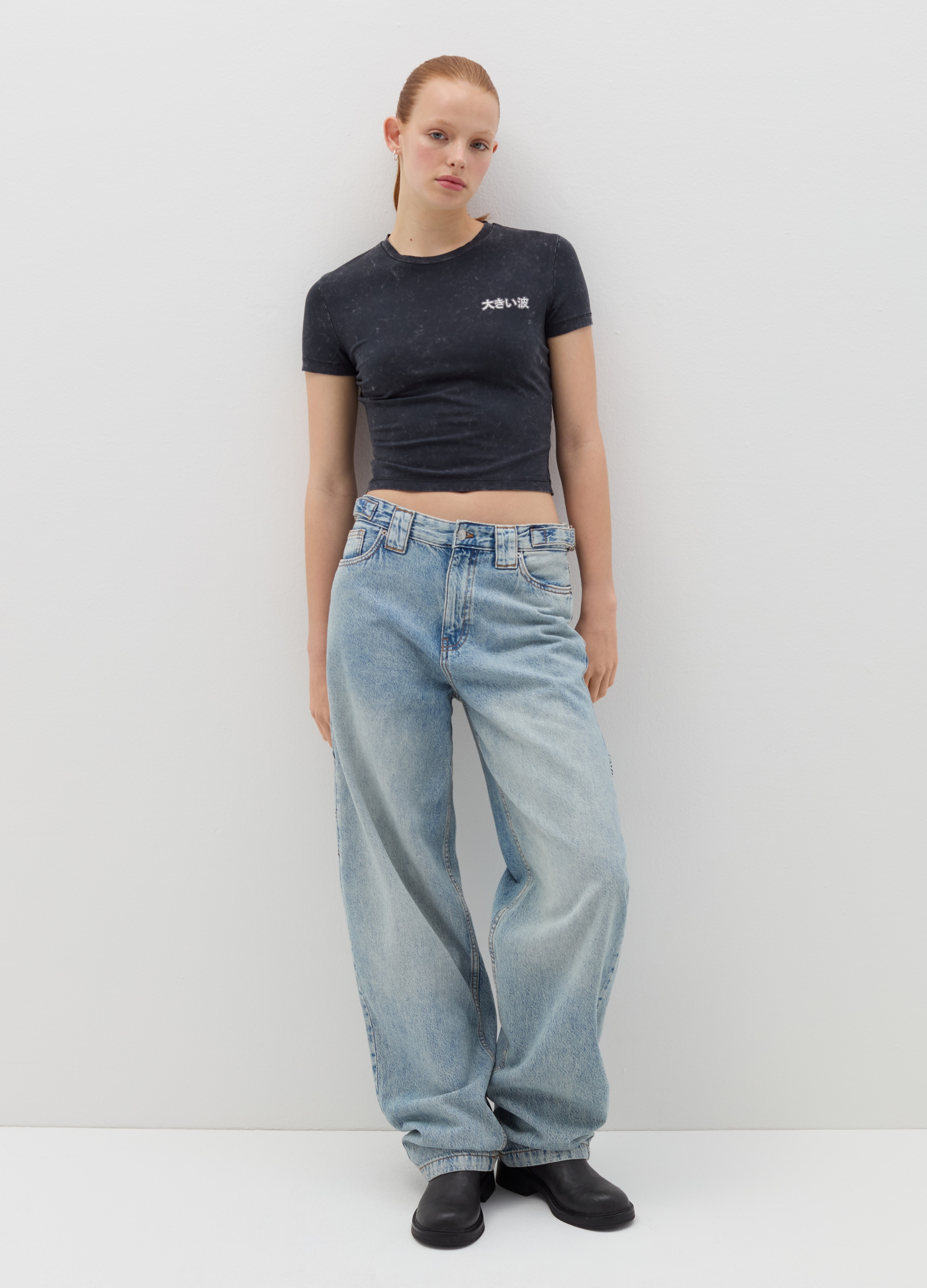 B.ANGEL, Camiseta De Algodón Elástico Con Estampado, Mujer, Gris Grafito, Talla: 34