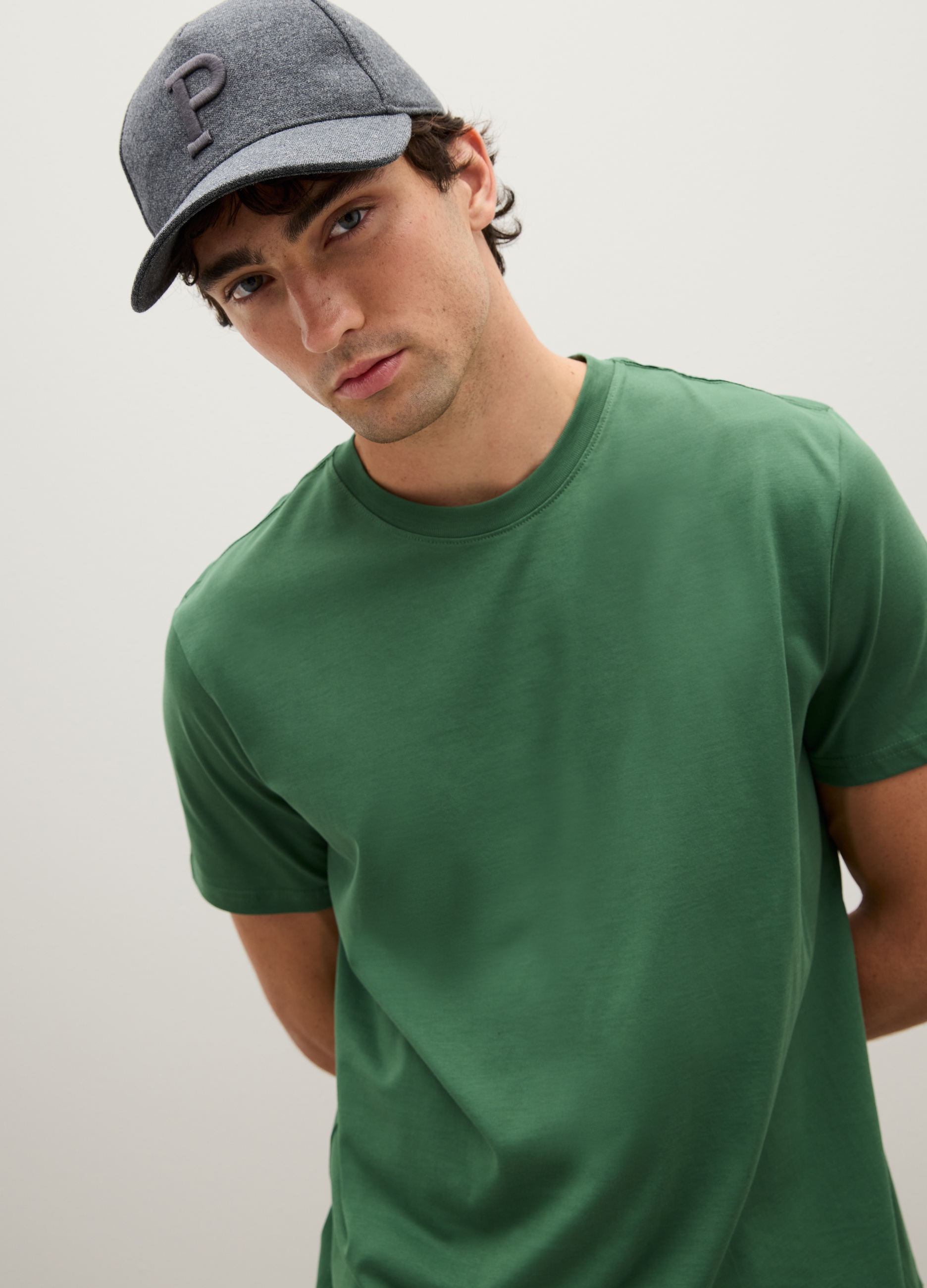 PIOMBO, T-shirt In Puro Cotone Verde, Uomo, Verde, Taglia: M