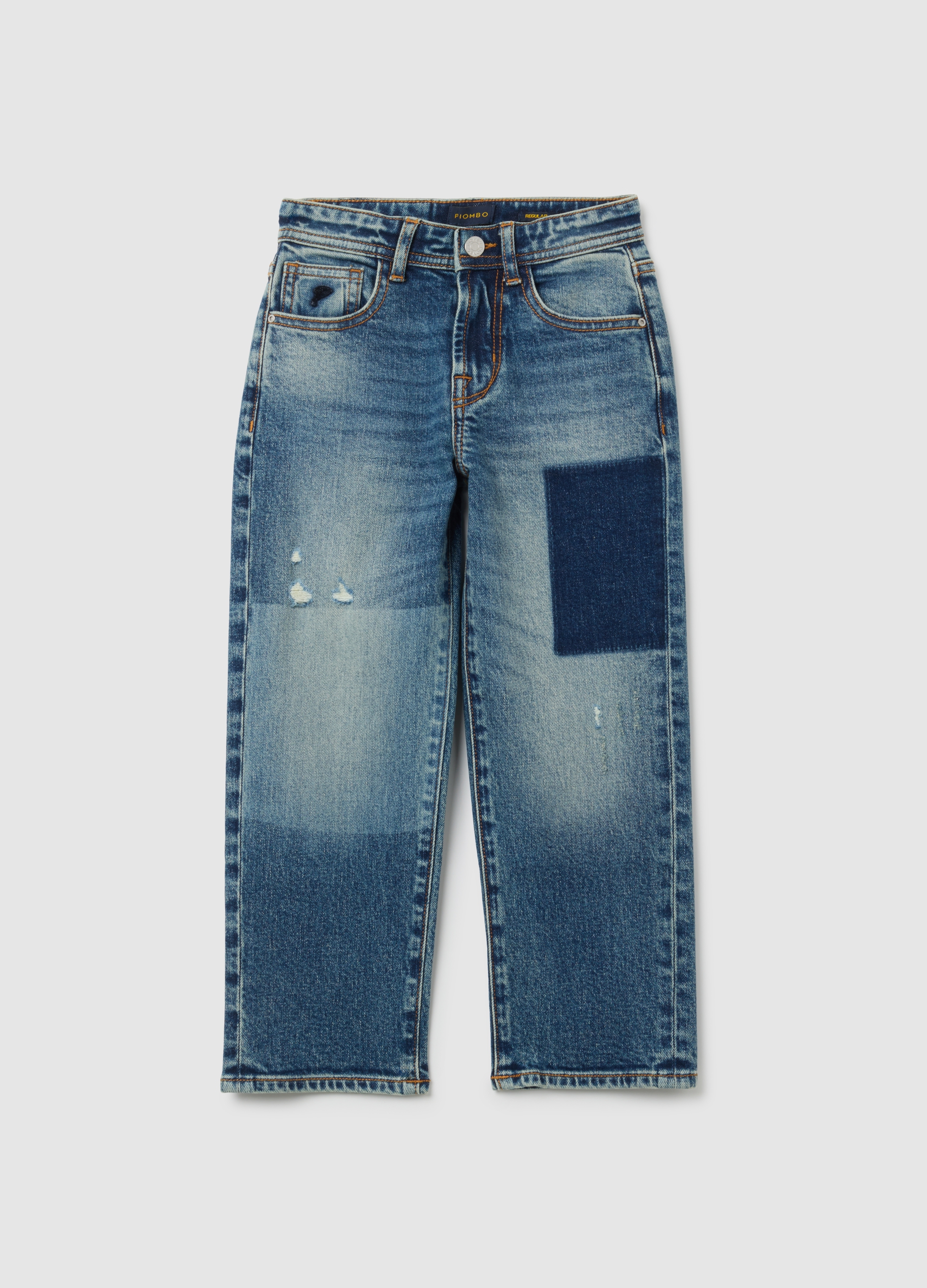 Jeans De Niño En Denim Azul Elástico, Ajuste Regular, Niño, Azul vaquero, Talla: 12