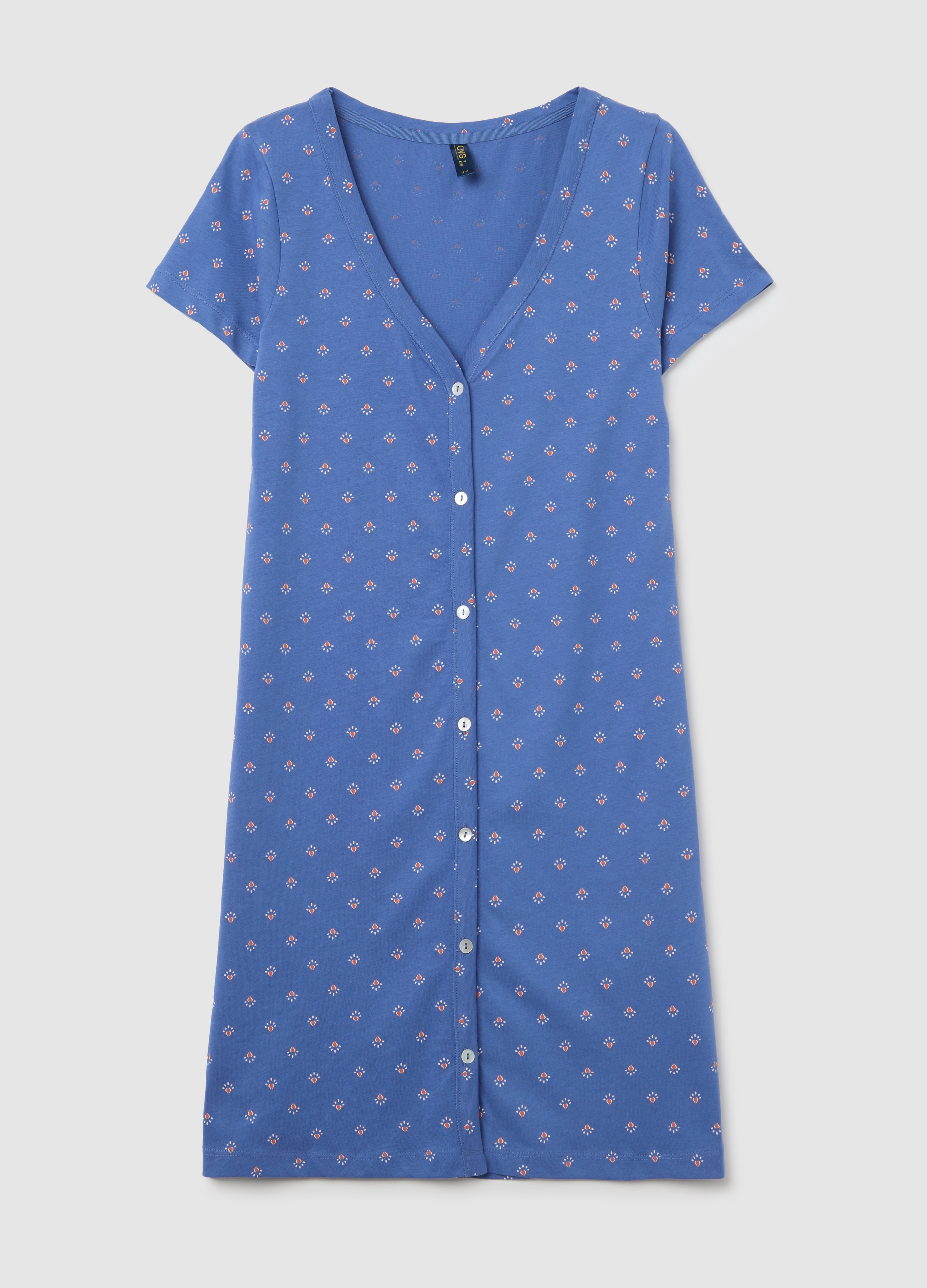 OVS , Camicia Da Notte Verde Con Stampa Lavanda, Donna, Verde, Taglia: M