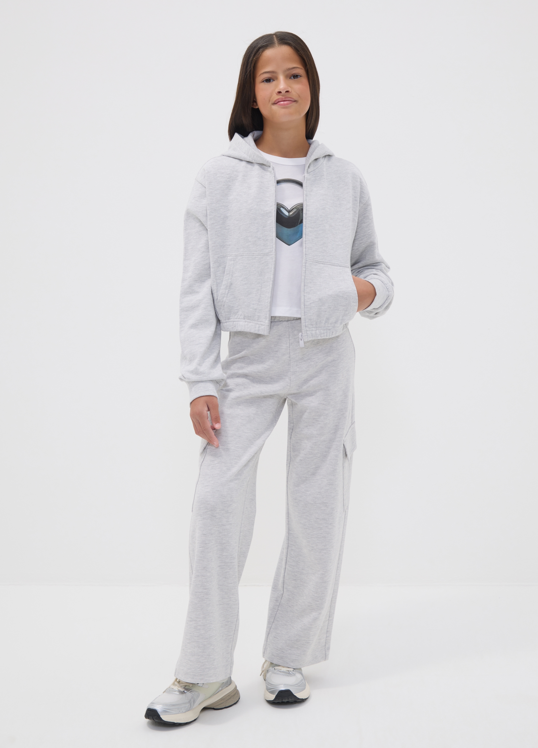 OVS KIDS, Pantaloni Cargo Grigi Culotte In Puro Cotone Per Ragazza, Bambina, Grigio, Taglia: 13-14
