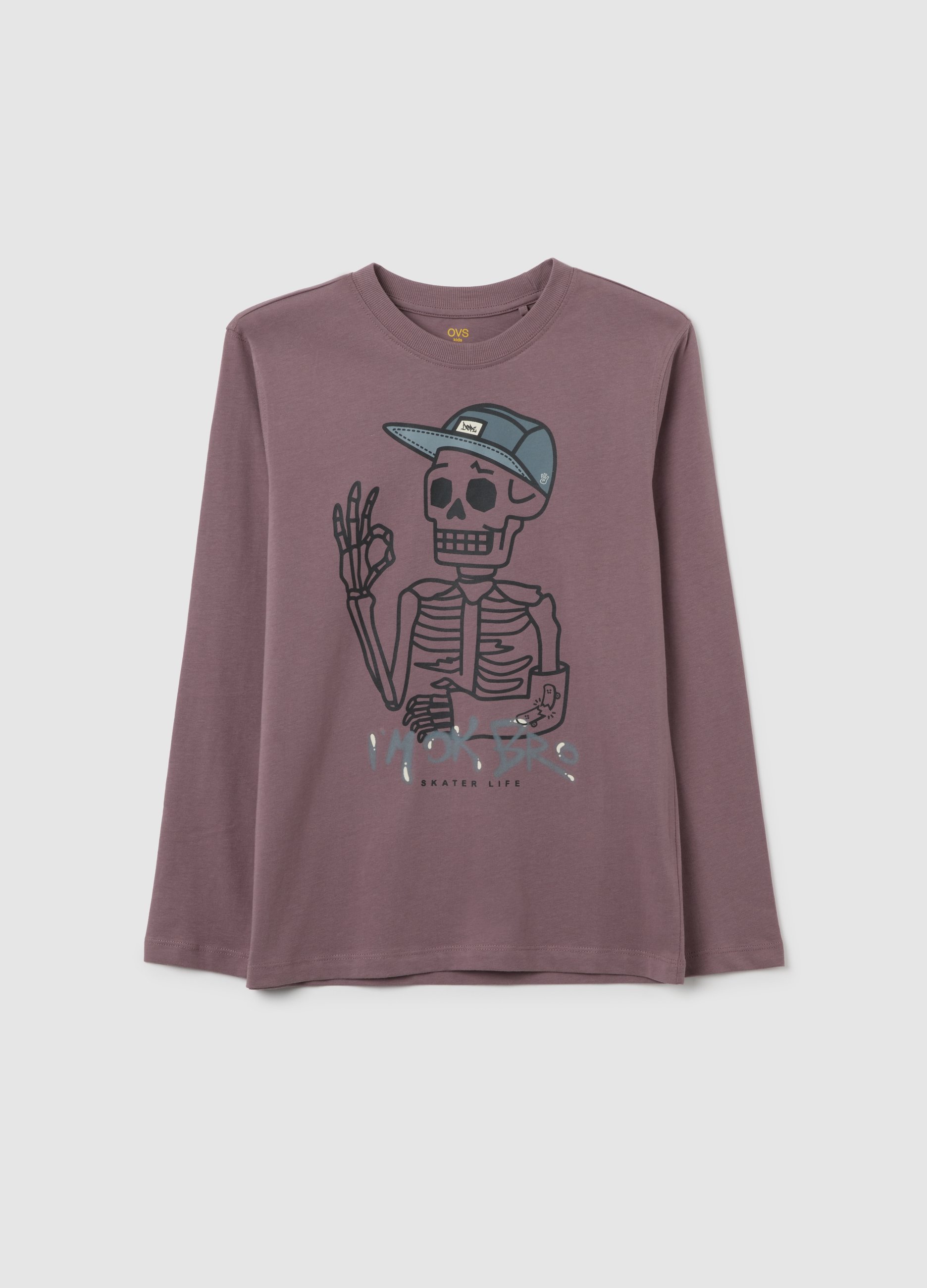 OVS, Jungen T-shirt Aus Reinem Baumwolle In Lila Mit Regulärer Passform, Junge, Dunkellila, Größe: 10-11