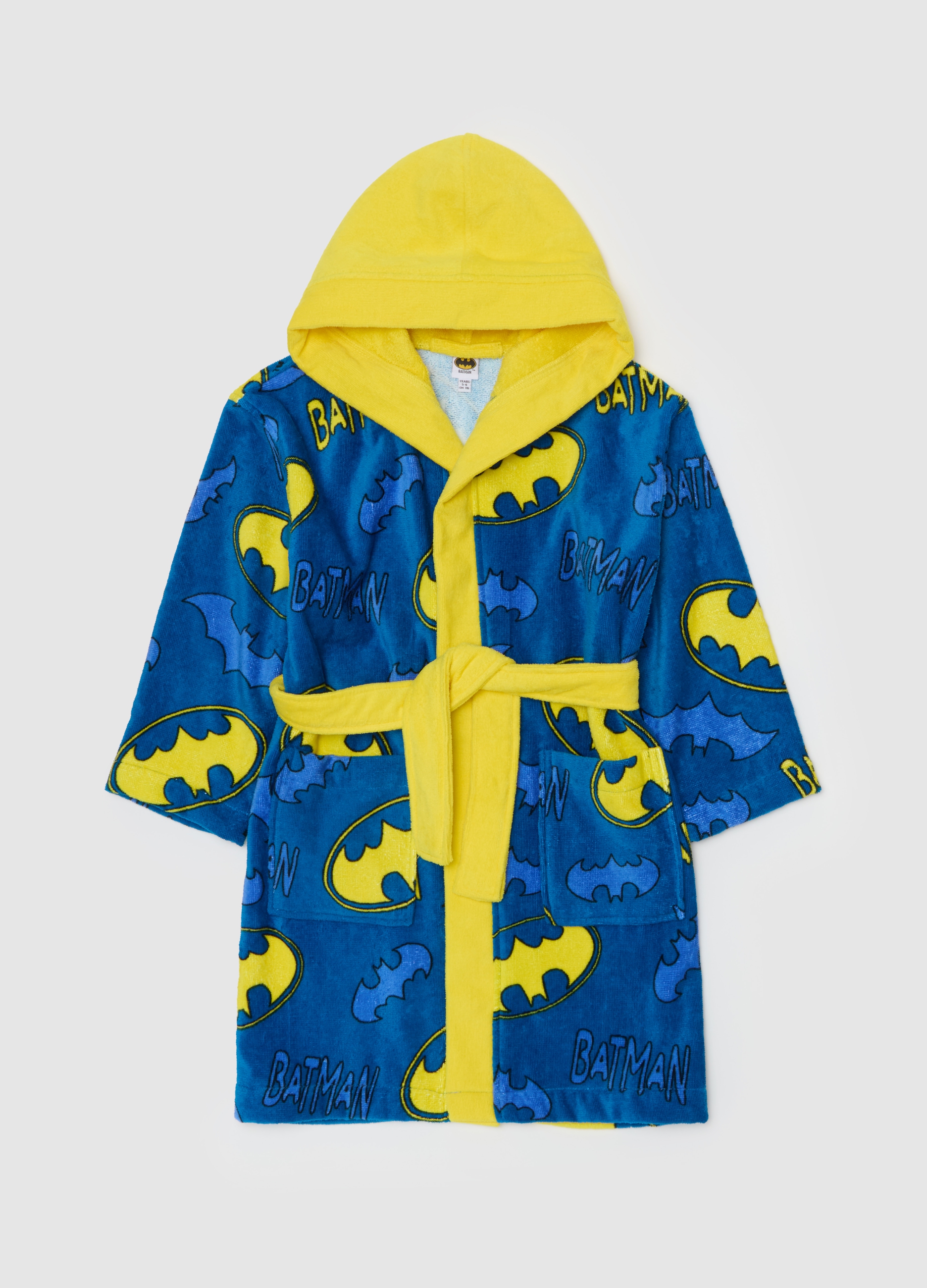 Albornoz Con Capucha Y Estampado Batman, Niño, Azul/amarillo, Talla: 7-8