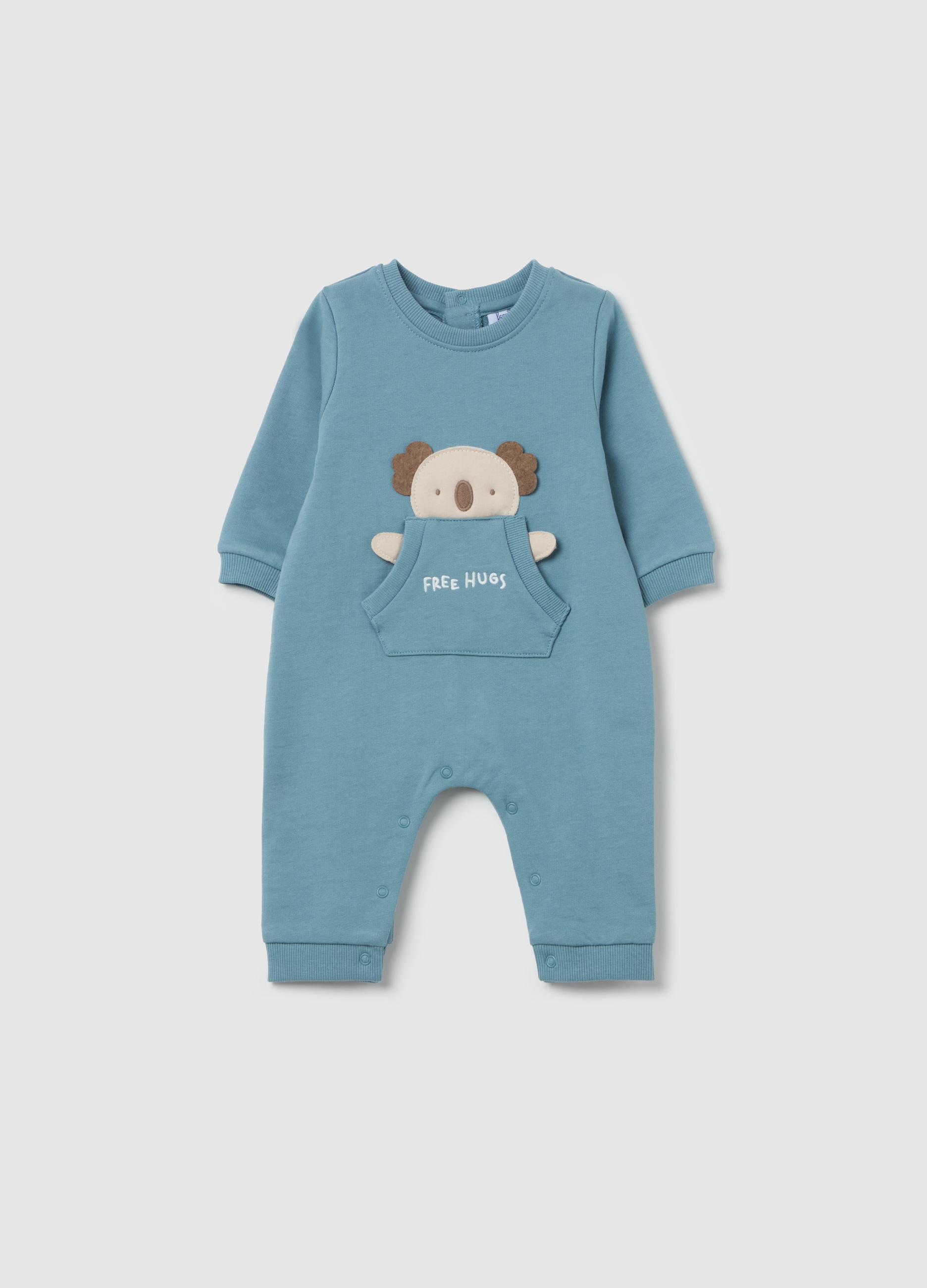 FAGOTTINO, Tutina In Cotone Con Applicazione Koala, Neonato, Azzurro, Taglia: 1-3