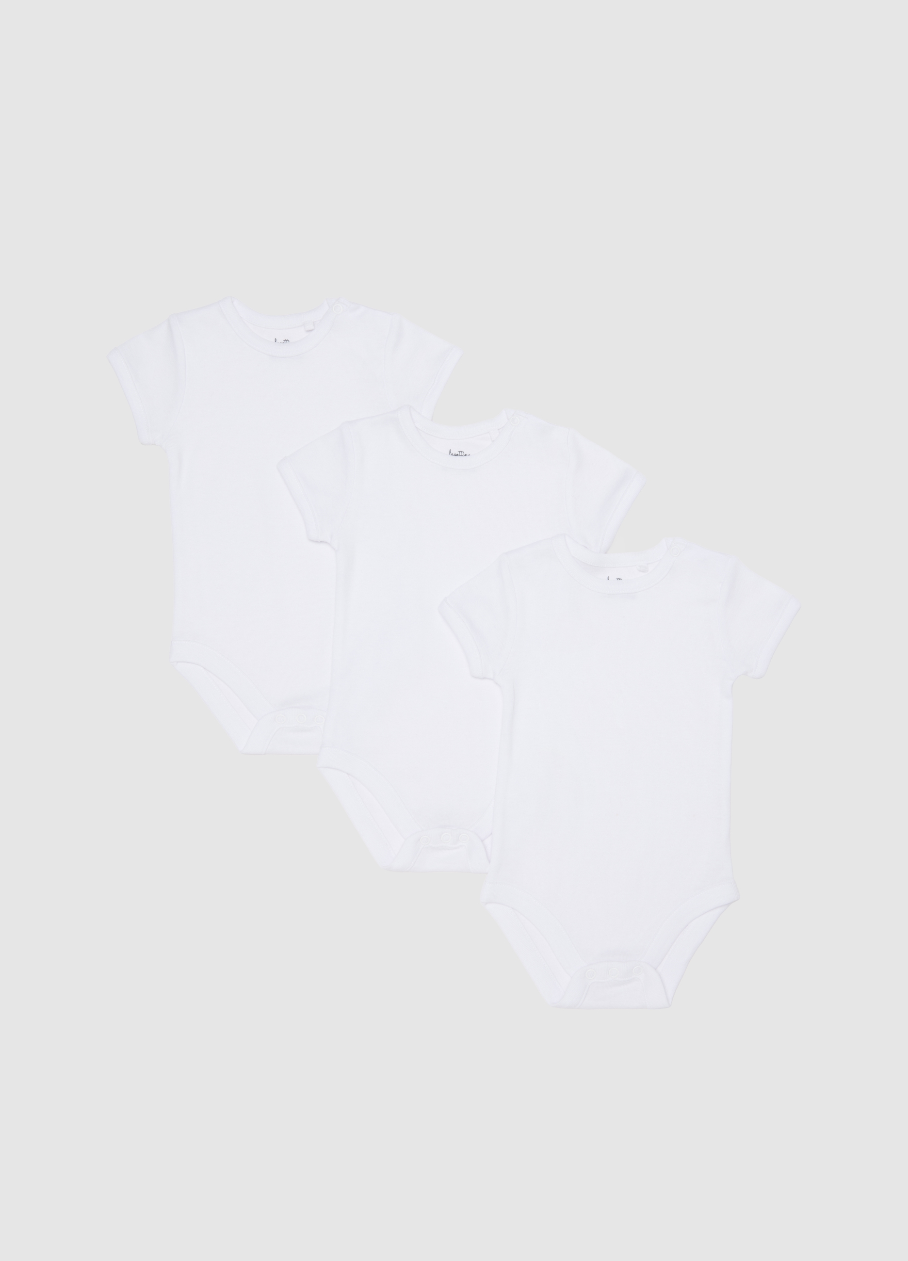 FAGOTTINO, Tripack Body Bianchi Da Neonato In Puro Cotone Organico, Unisex, Bianco, Taglia: 1-3