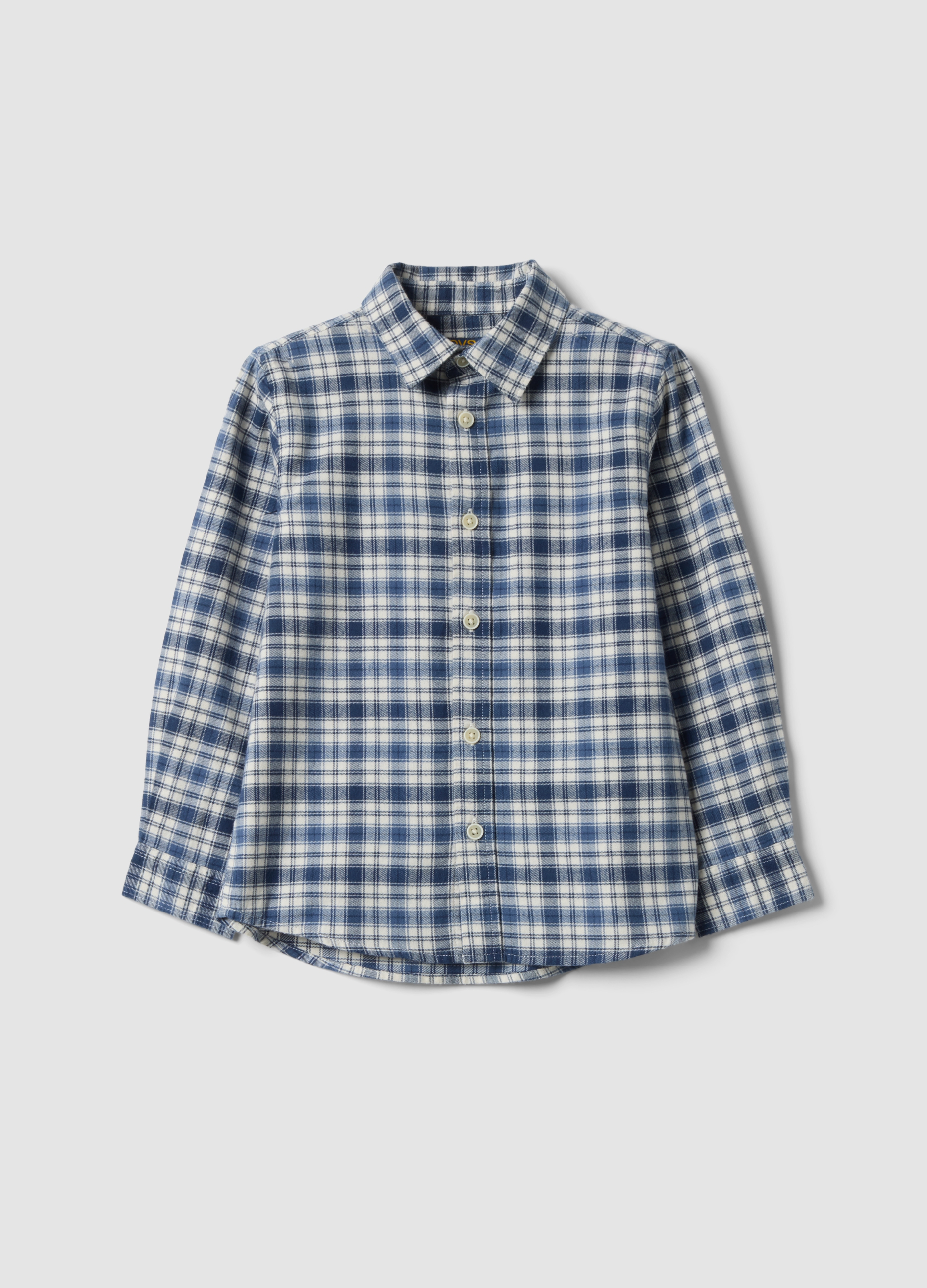 OVS KIDS, Camicia Blu A Quadri In Puro Cotone Regular Fit, Bambino, Blu, Taglia: 5-6