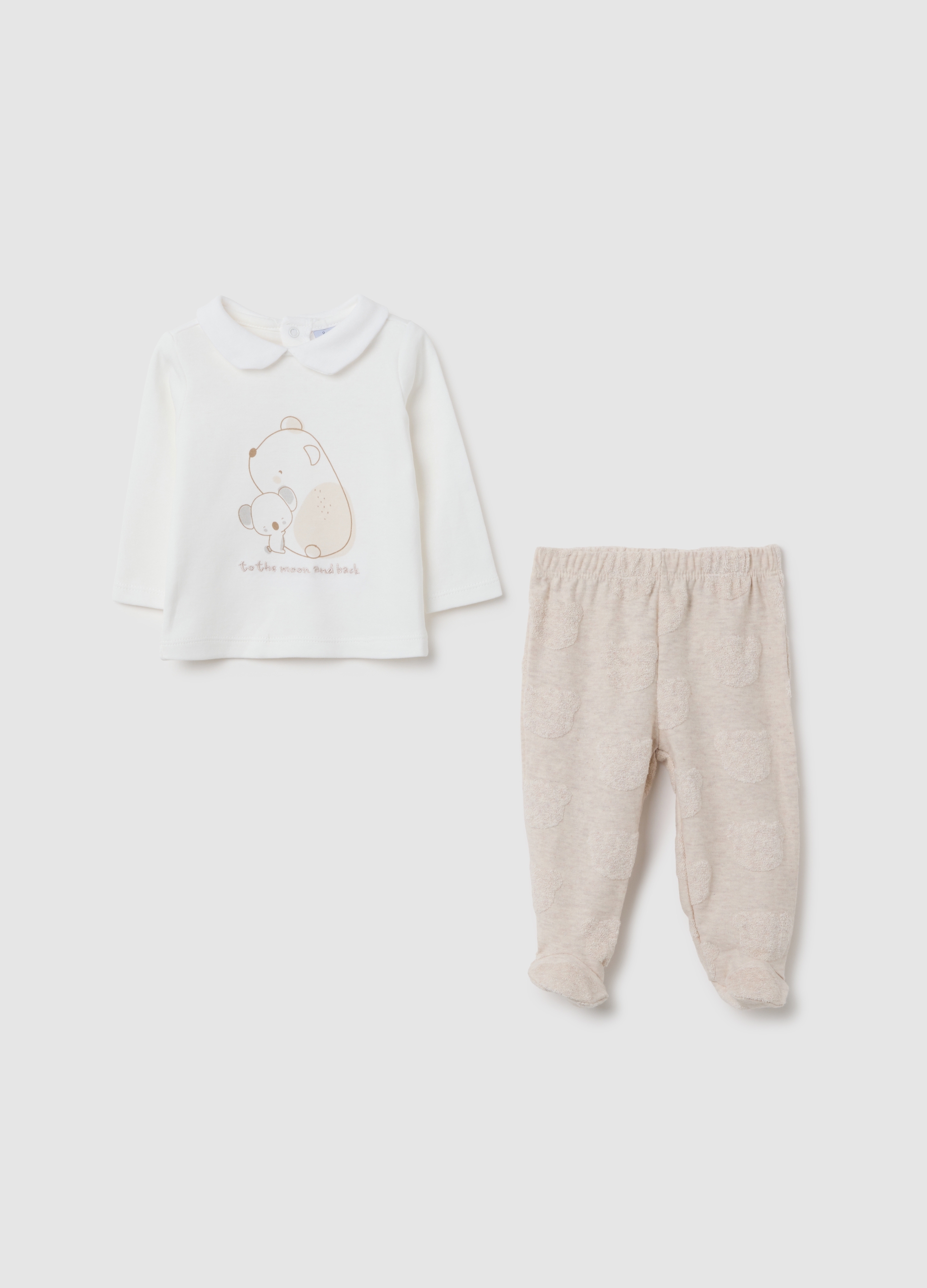 FAGOTTINO, Conjunto De Camiseta Y Pantalón De Algodón Blanco Para Bebé Niña, Unisex, Blanco óptico, Talla: 0-1