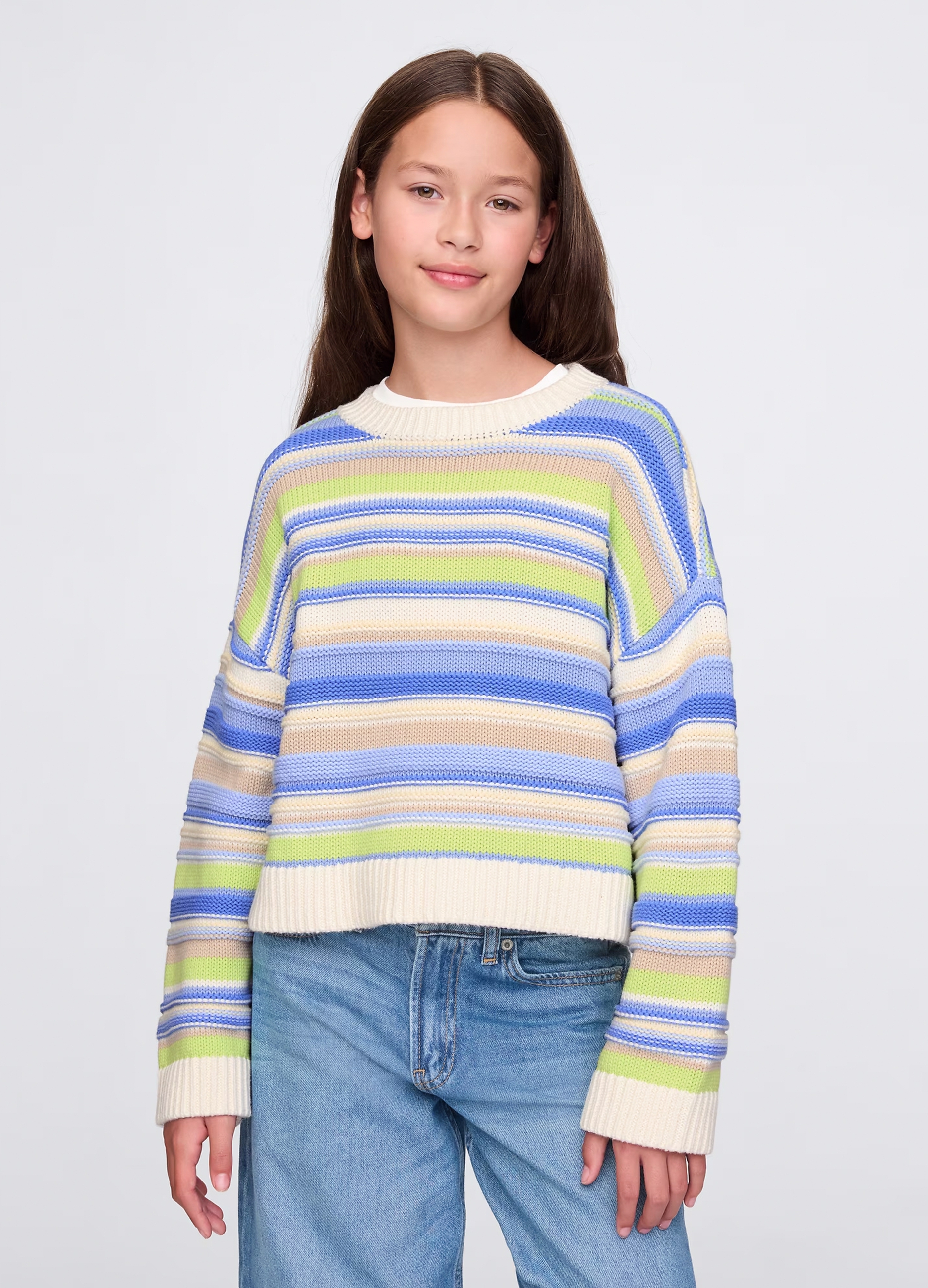 0000, Pullover A Righe In Cotone, Bambina, Multicolor, Taglia: XS/99-114