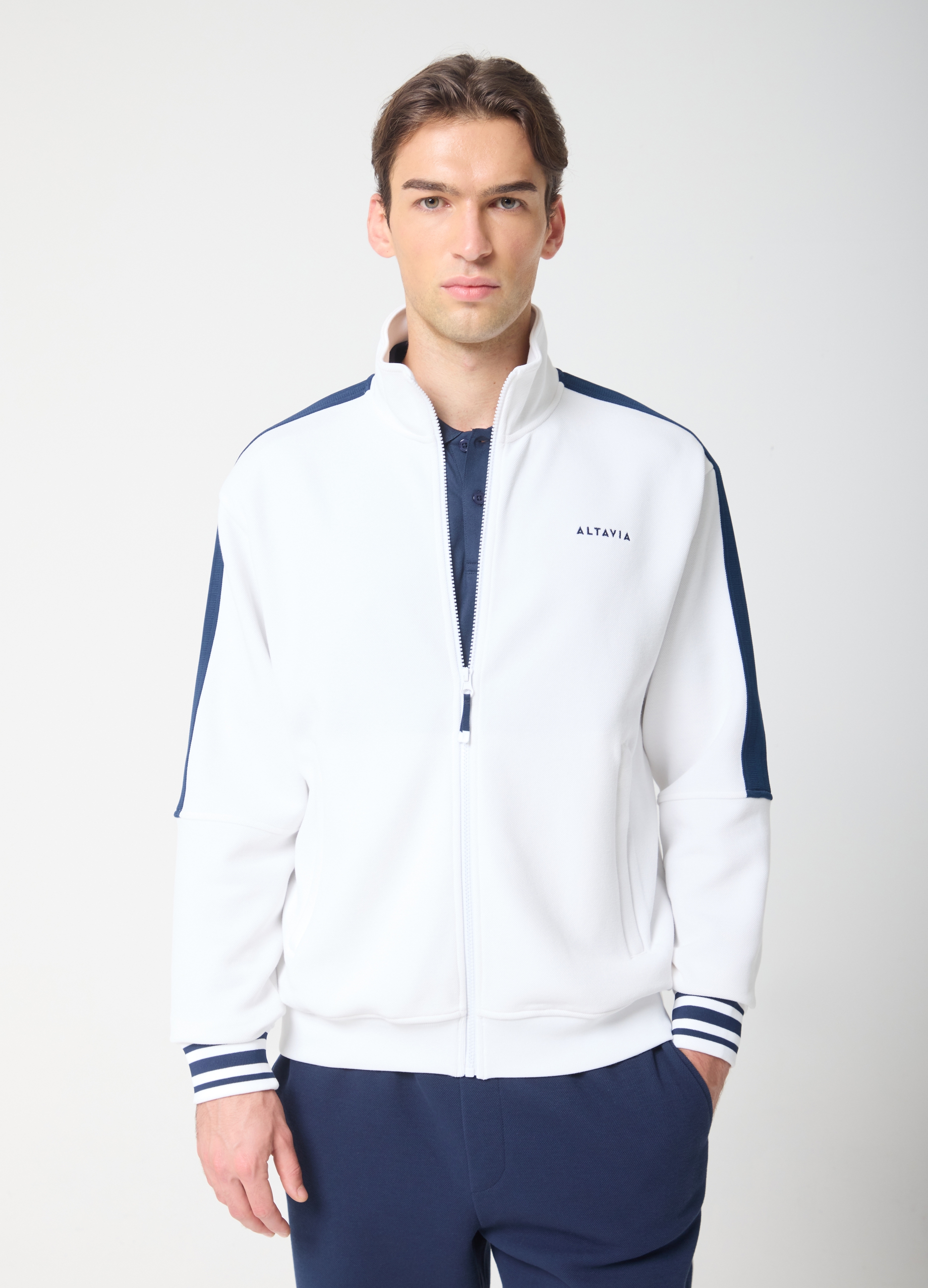 ALTAVIA COURT, Full-zip Con Dettagli A Contrasto Altavia Court, Unisex, Bianco, Taglia: L
