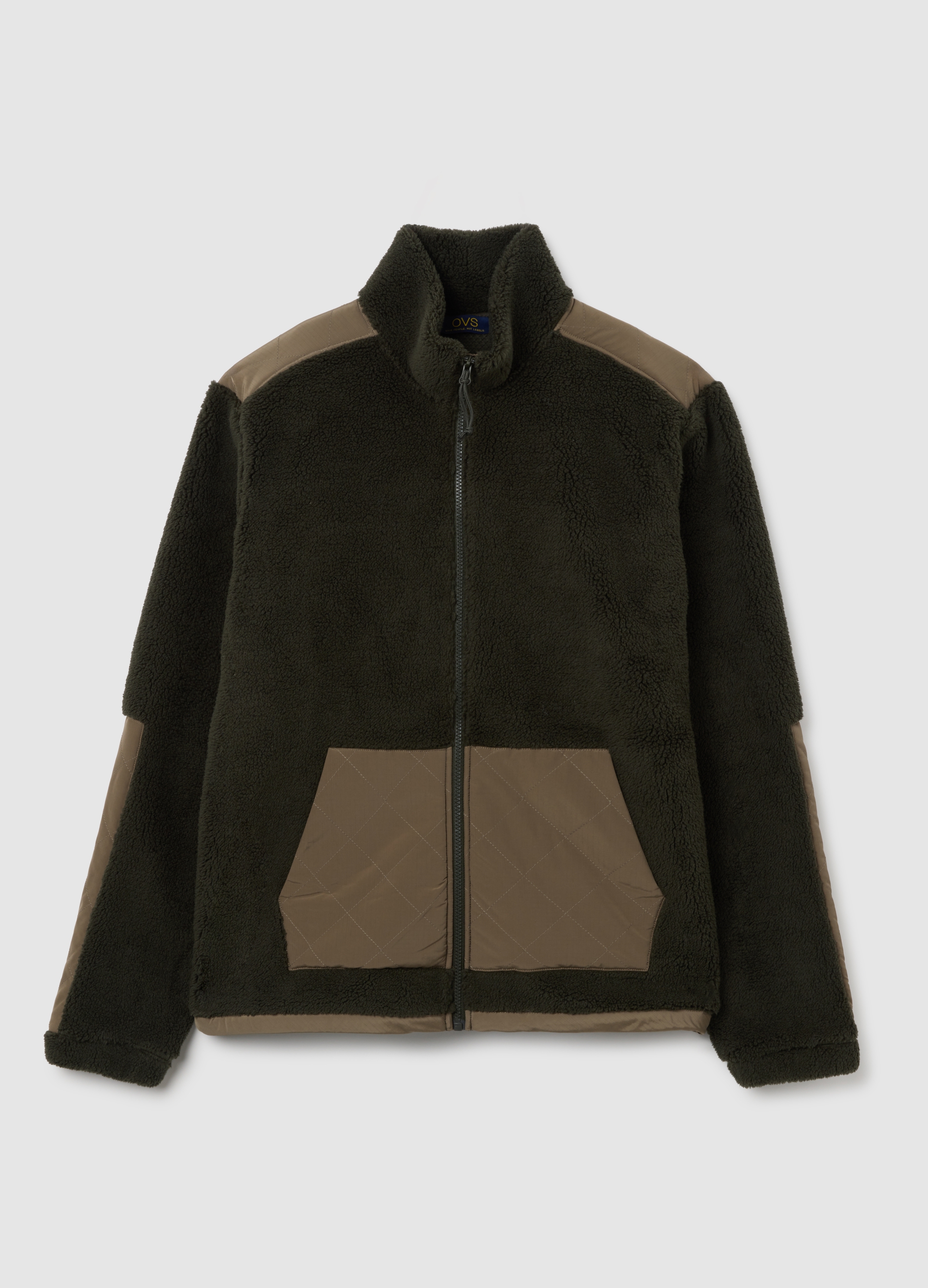 OVS, Sudadera Verde Con Cuello Alto Y Bolsillos Regular Fit Con Cremallera, Hombre, Verde oscuro, Talla: S