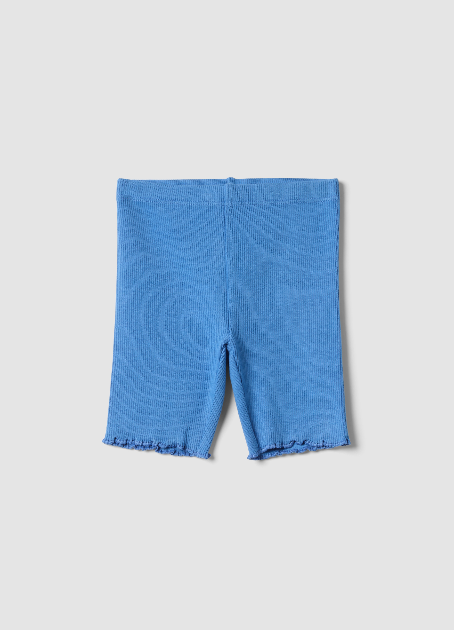 FAGOTTINO, Short Azul De Algodón Elástico Acanalado Para Bebé Niña, Corte Regular, Niña, Azul Claro, Talla: 24-30