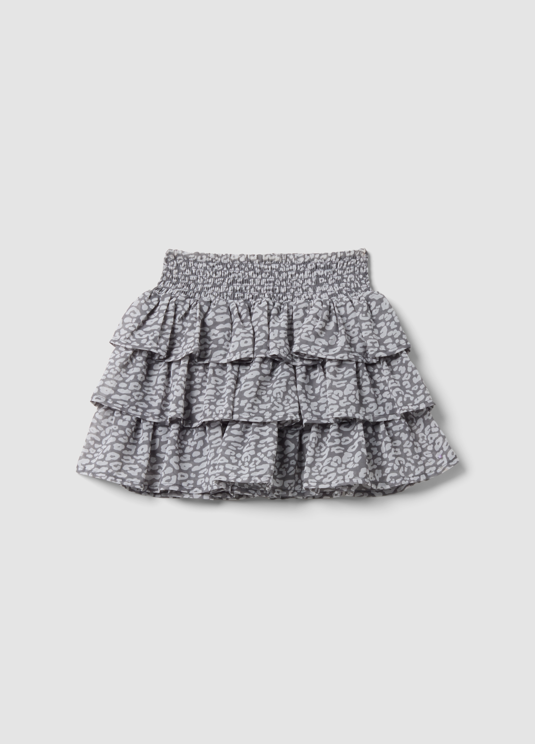 OVS KIDS, Gonna Grigia A Balze Con Fantasia Animalier Per Bambina, Grigio, Taglia: 5-6