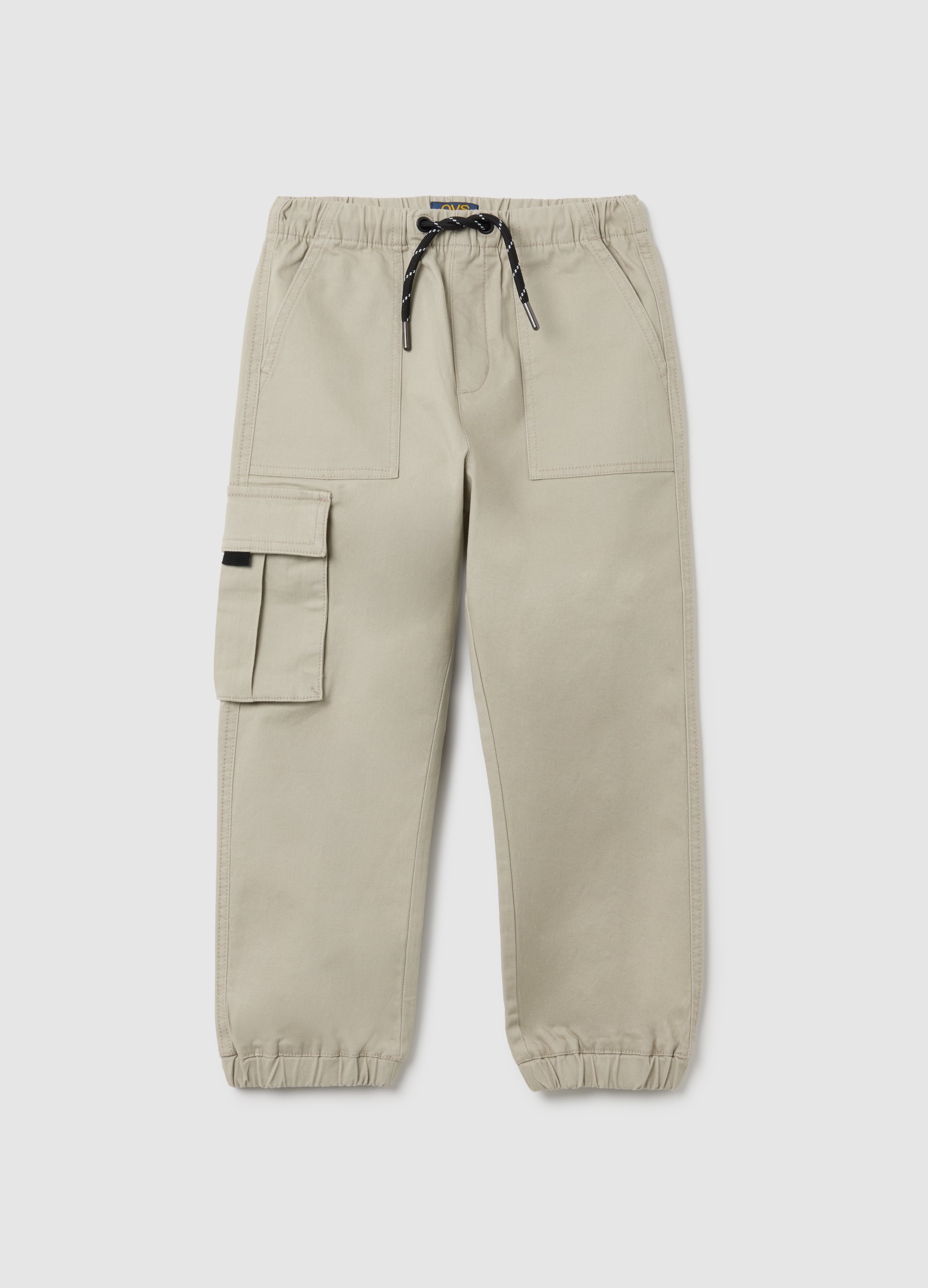OVS KIDS, Pantaloni Cargo Da Bambino In Cotone Elasticizzato Beige, Beige, Taglia: 5-6