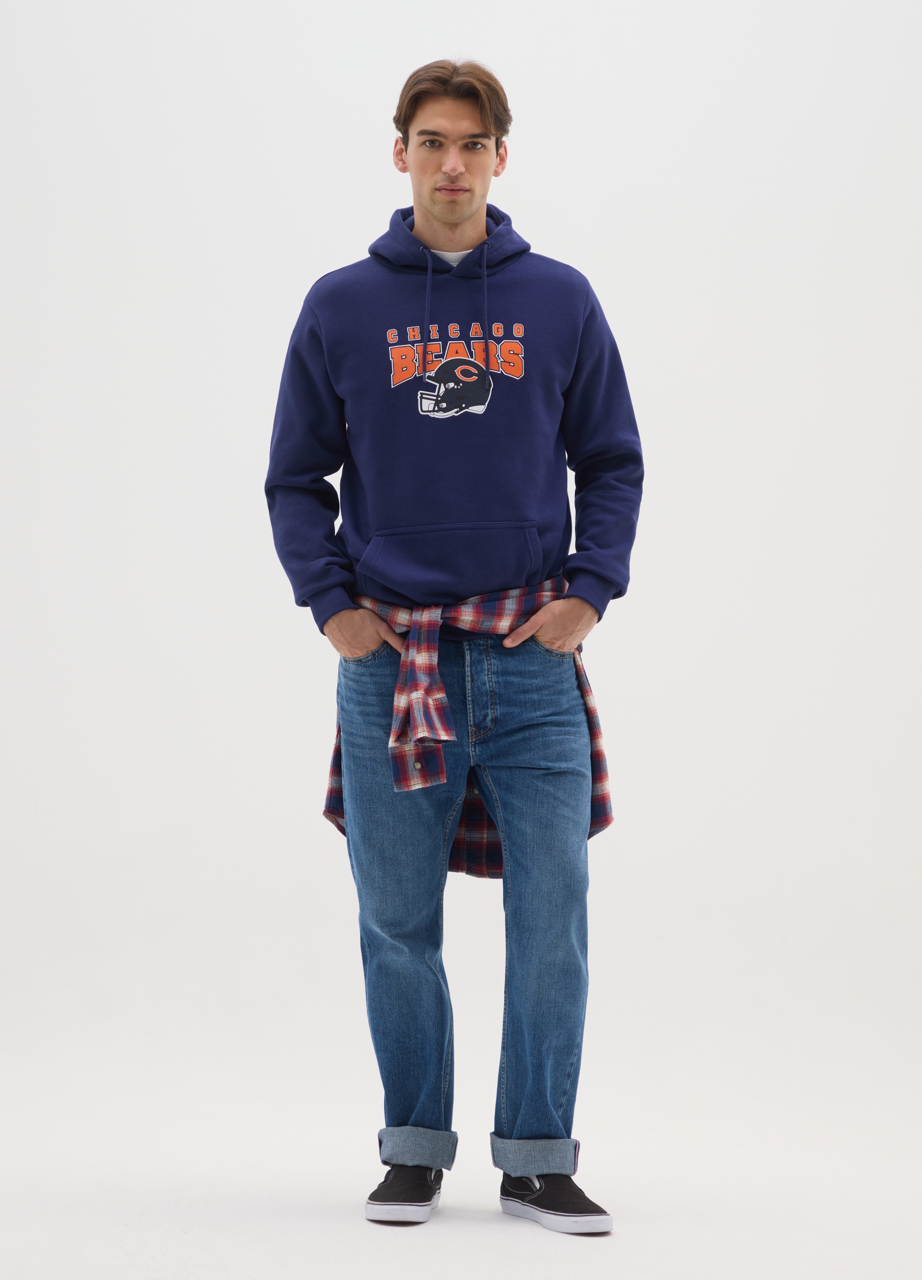 NFL, Felpa In Misto Cotone Blu Con Logo Chicago Bears, Uomo, Blu, Taglia: S