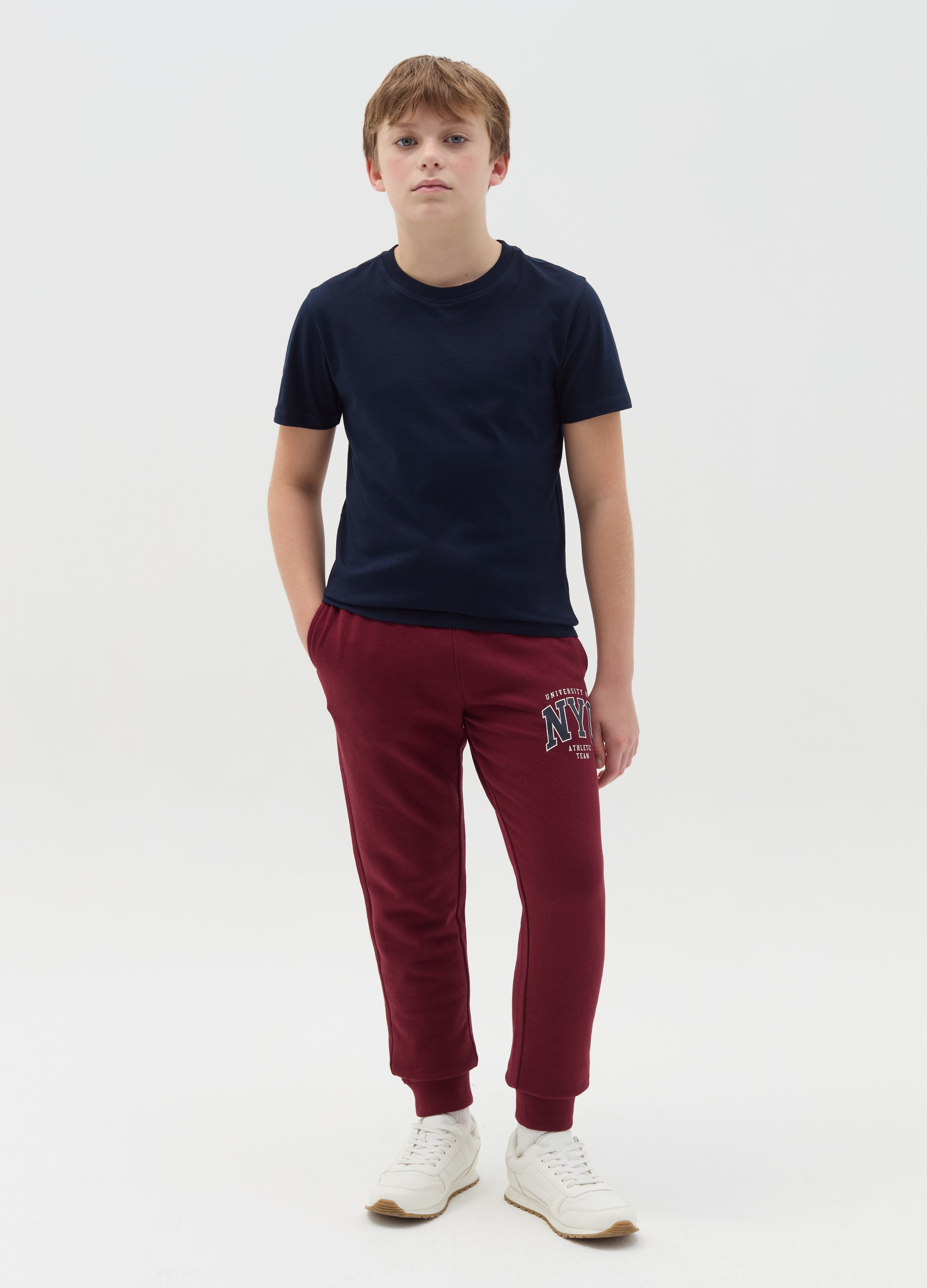 OVS KIDS, Joggers Con Coulisse "nyc Athletic Team", Bambino, Rosso, Taglia: 13-14