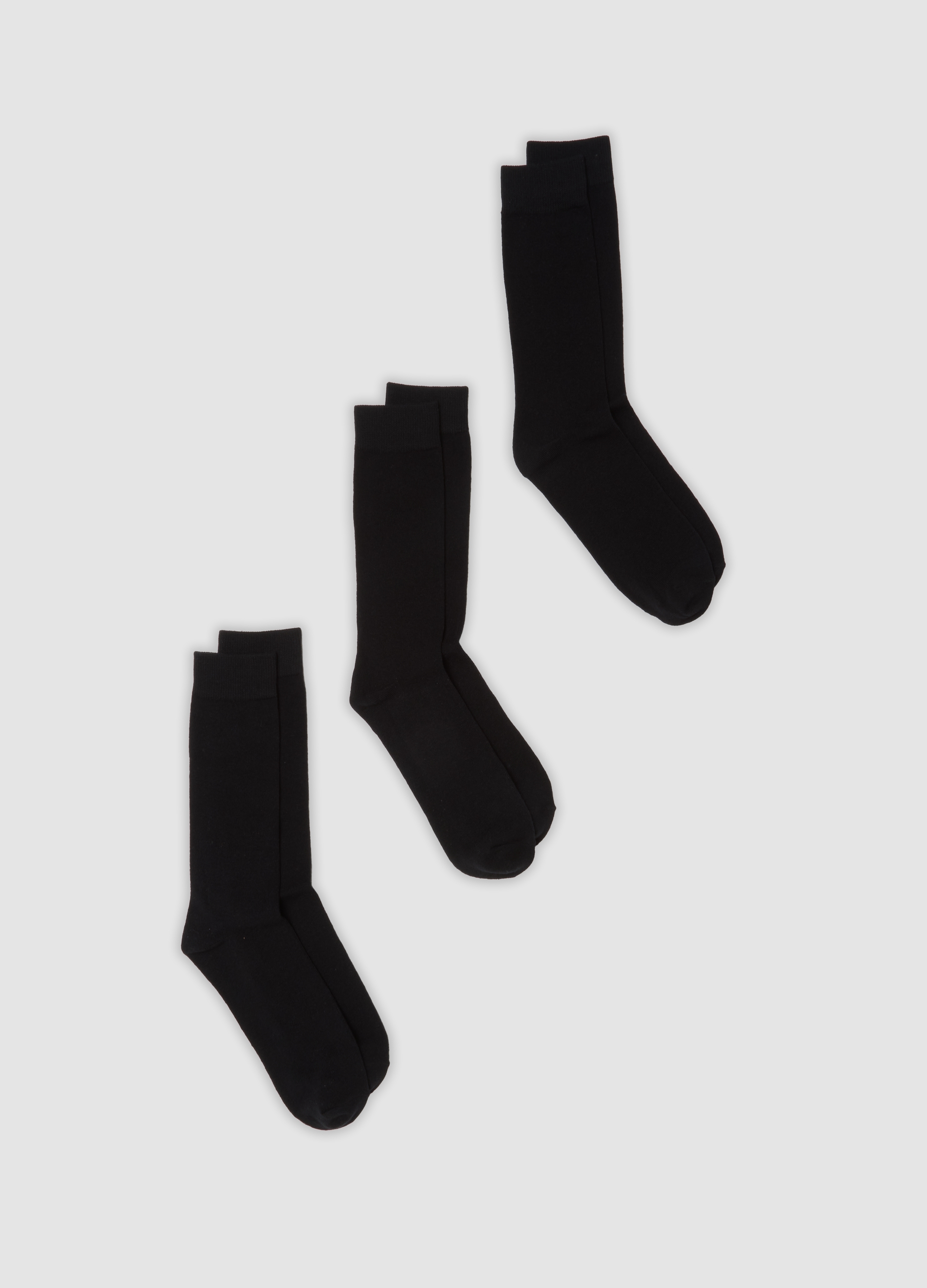 OVS, Tripack Di Calze Midi Nere In Cotone Organico Elasticizzato, Uomo, Nero, Taglia: 43-46