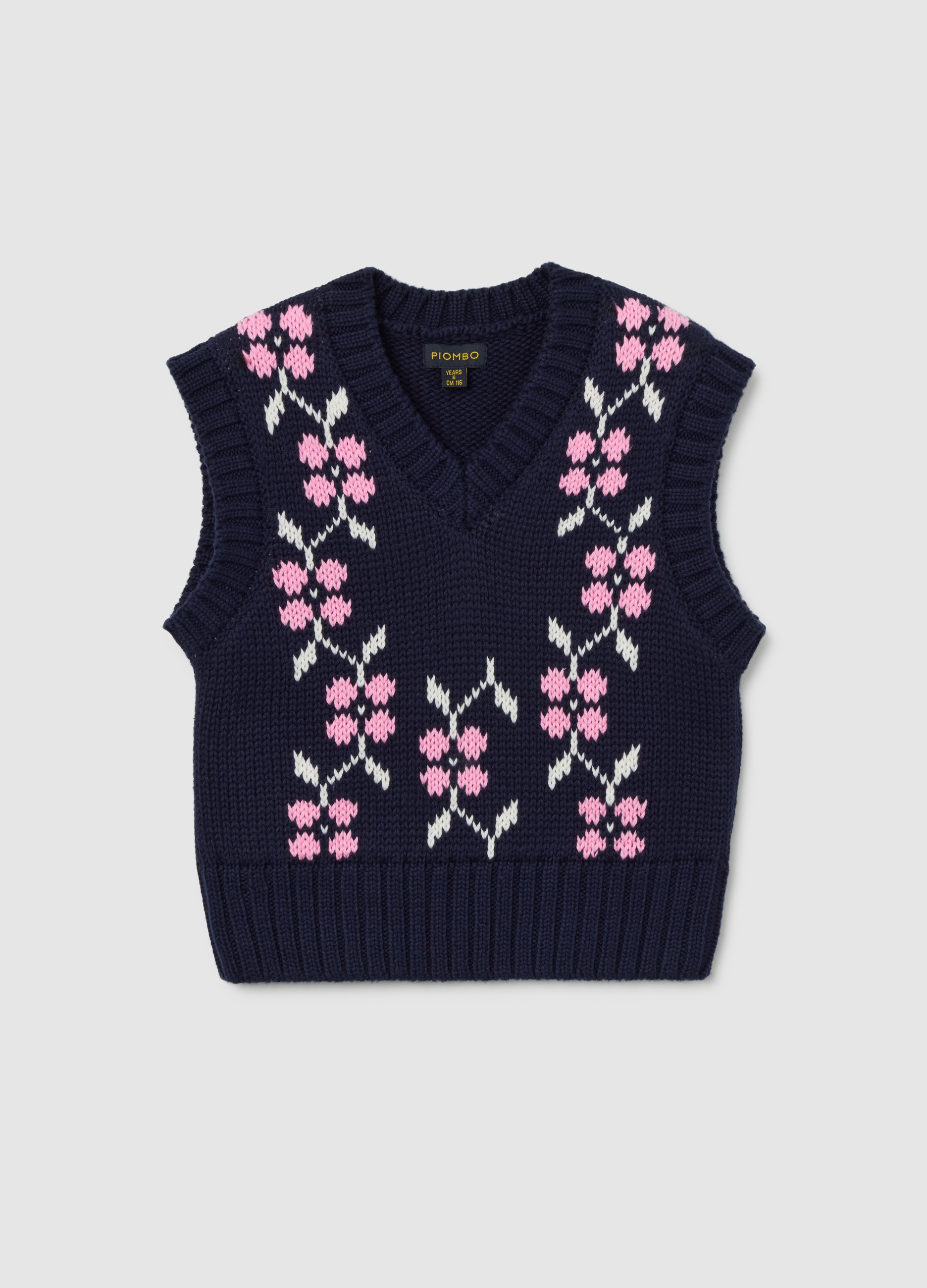 PIOMBO KIDS, Chaleco Azul Con Estampado Floral, Niña, Azul/Blanco, Talla: 8