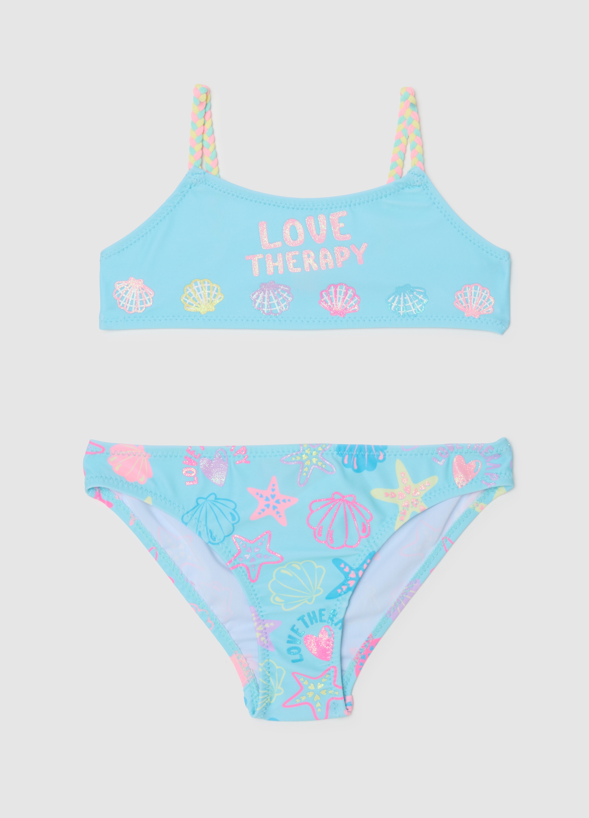 LOVE THERAPY, Bikini Da Bambina Con Motivi Marini, Multicolor, Taglia: 3-4