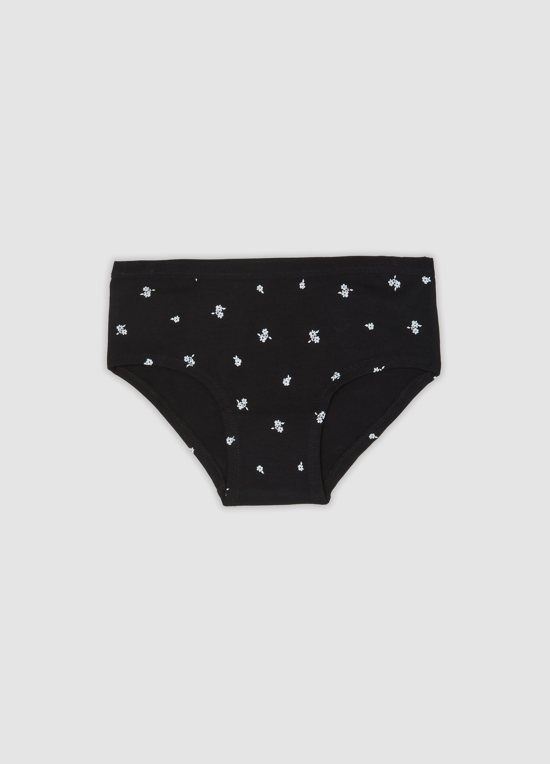 OVS KIDS, Slip Culotte Neri In Cotone Organico Elasticizzato Con Stampa Floreale, Bambina, Nero, Taglia: 10-11