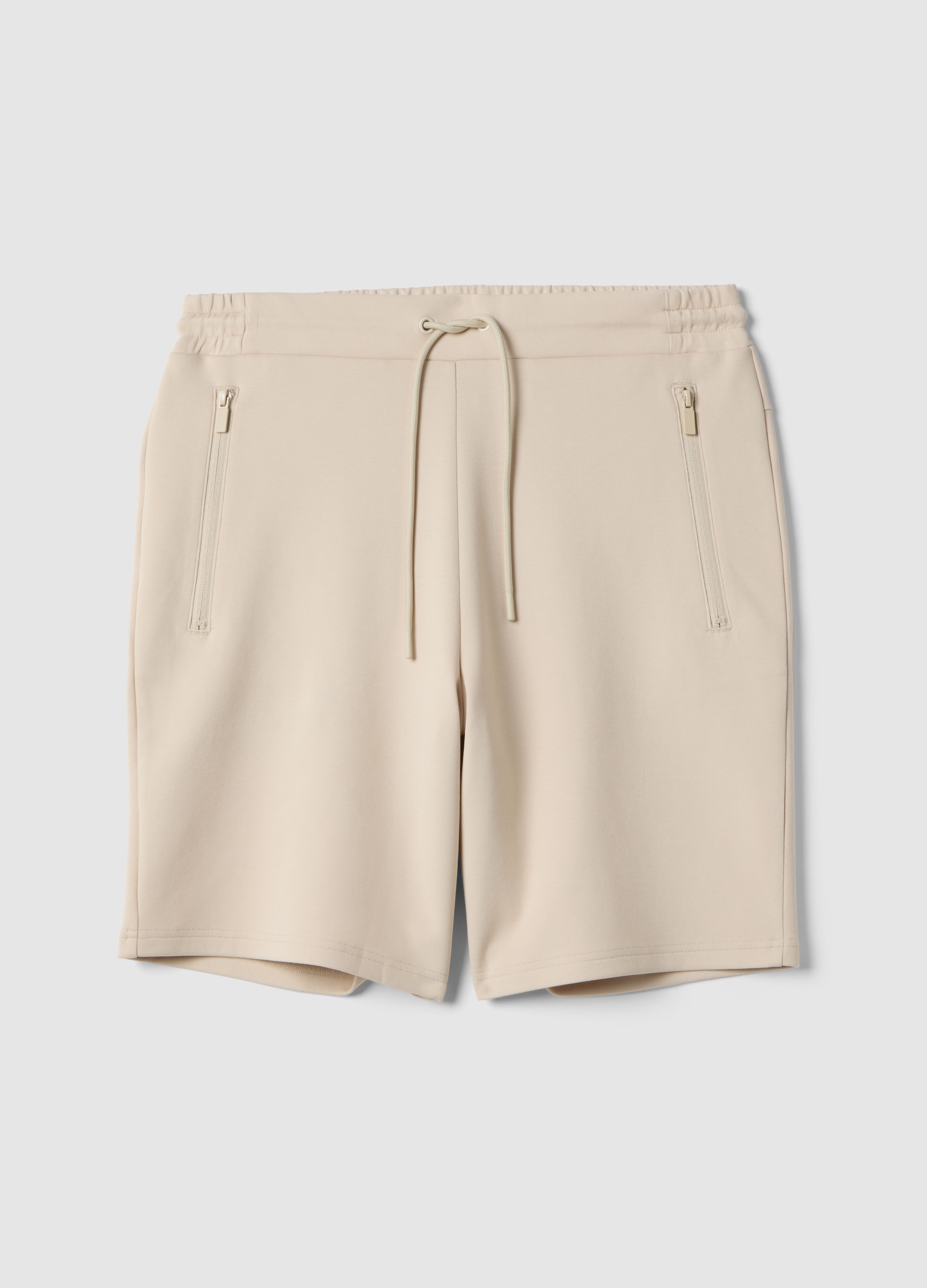 Piombo Tech, Bermudas Beige De Mezcla De Algodón Elástico, Ajuste Regular, Hombre, Beige Jaspeado, Talla: XL