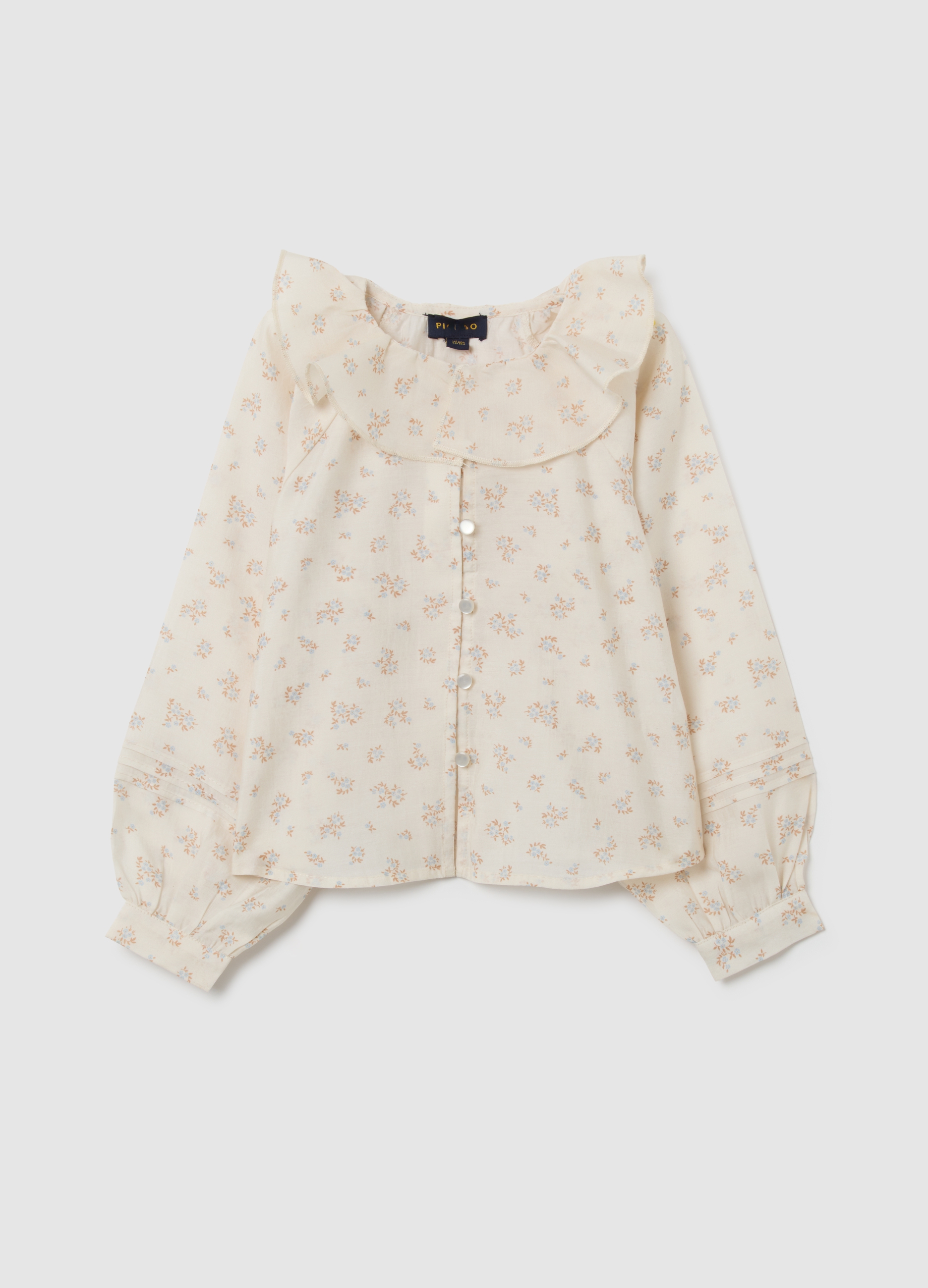 PIOMBO KIDS, Blusa Beige Para Niña De Ajuste Regular Con Motivo Floral, Niña, Beige Jaspeado, Talla: 10