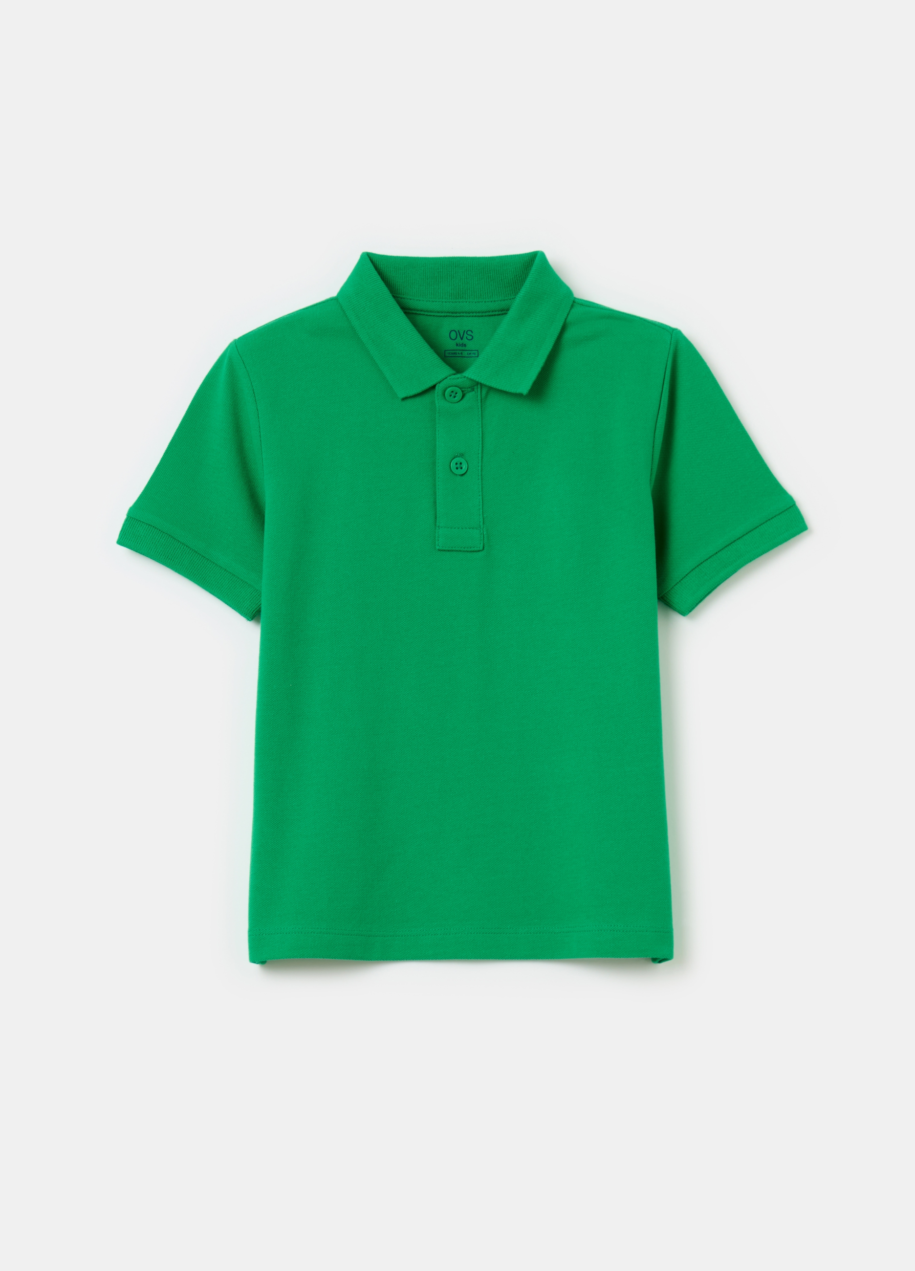 OVS, Polo In Cotone Piquet Tinta Unita, Bambino, Verde, Taglia: 4-5