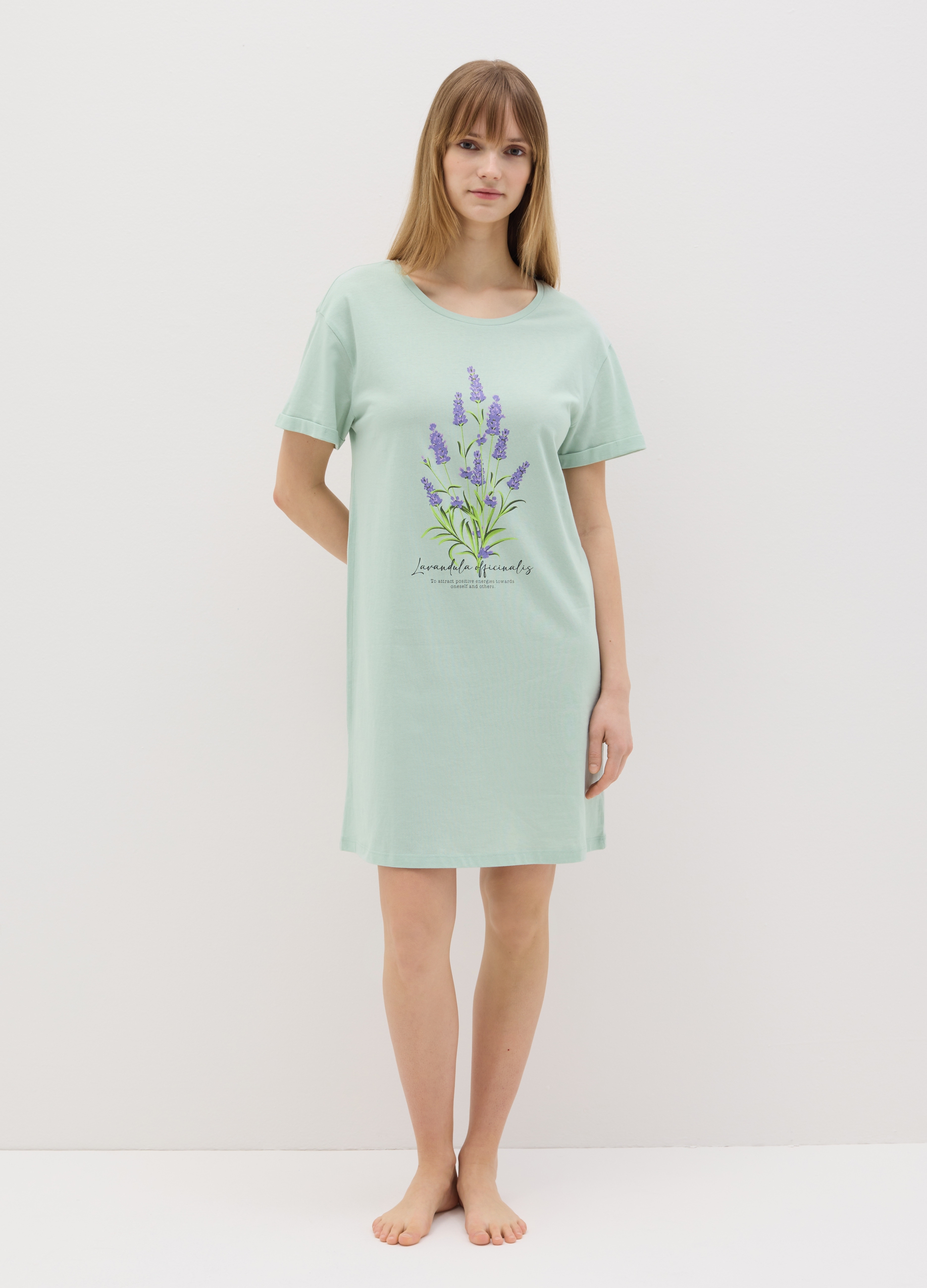 OVS , Camicia Da Notte Blu Con Stampa Geometrica, Donna, Blu, Taglia: S