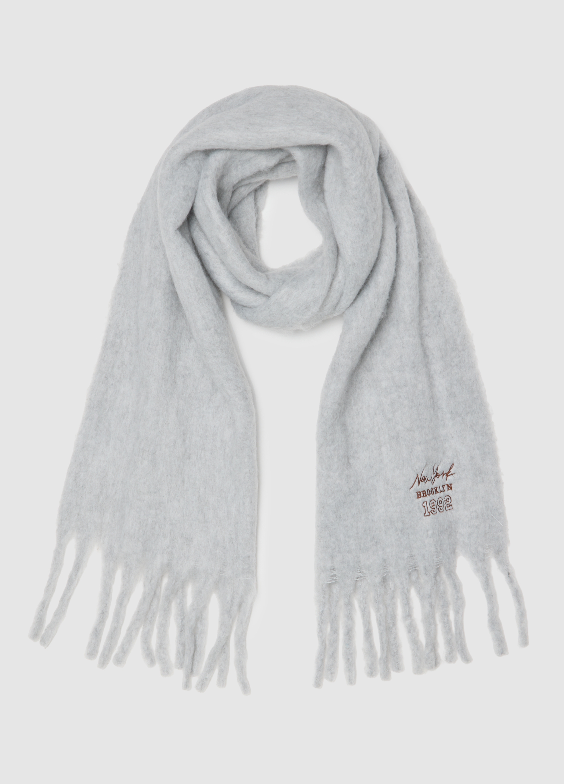 B.ANGEL, Sciarpa Grigia In Tessuto Morbido, Mujer, Blanco/gris, Talla: FASUL