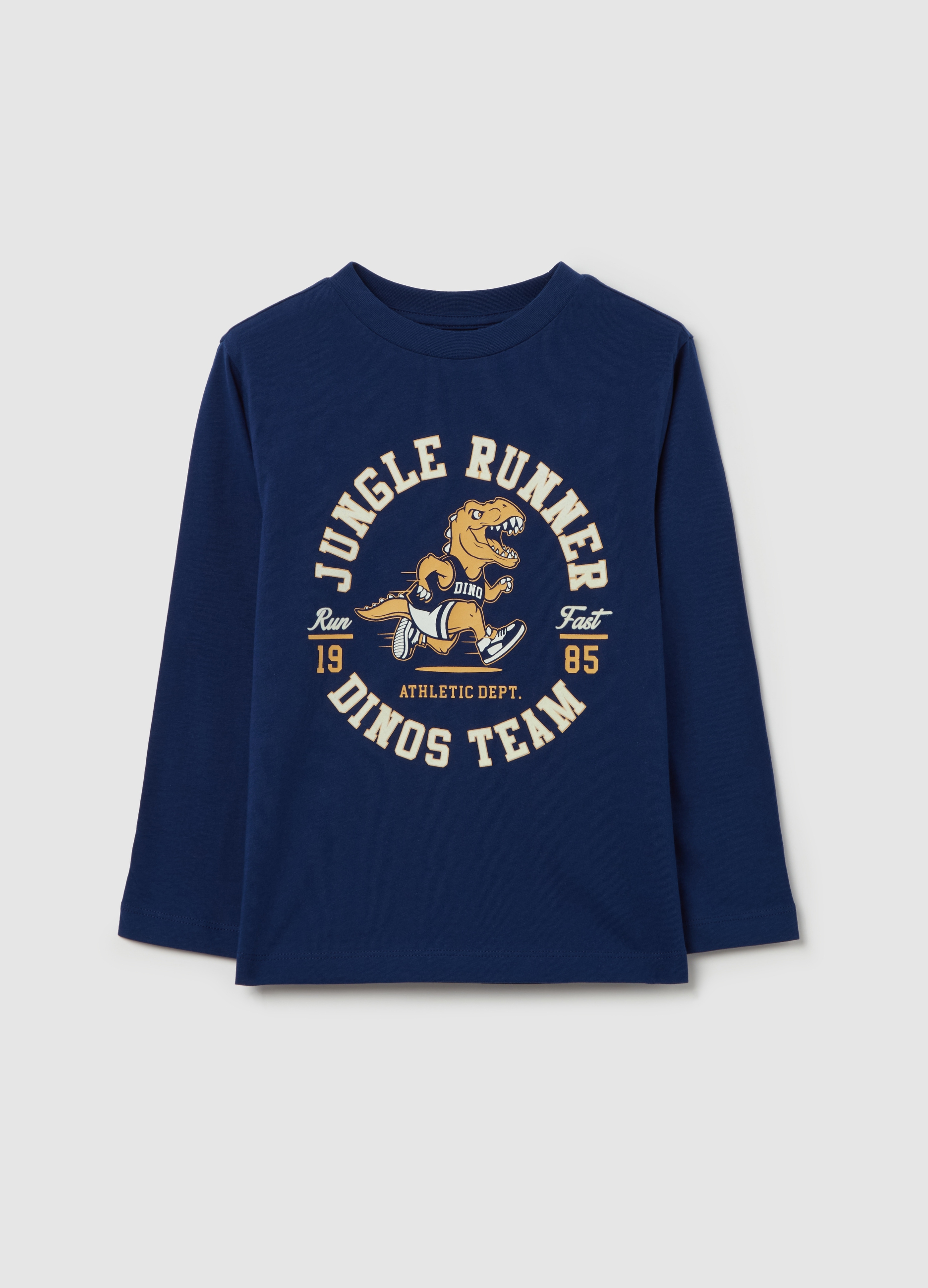 Camiseta De Manga Larga Con Estampado, Niño, Azul oscuro, Talla: 7-8