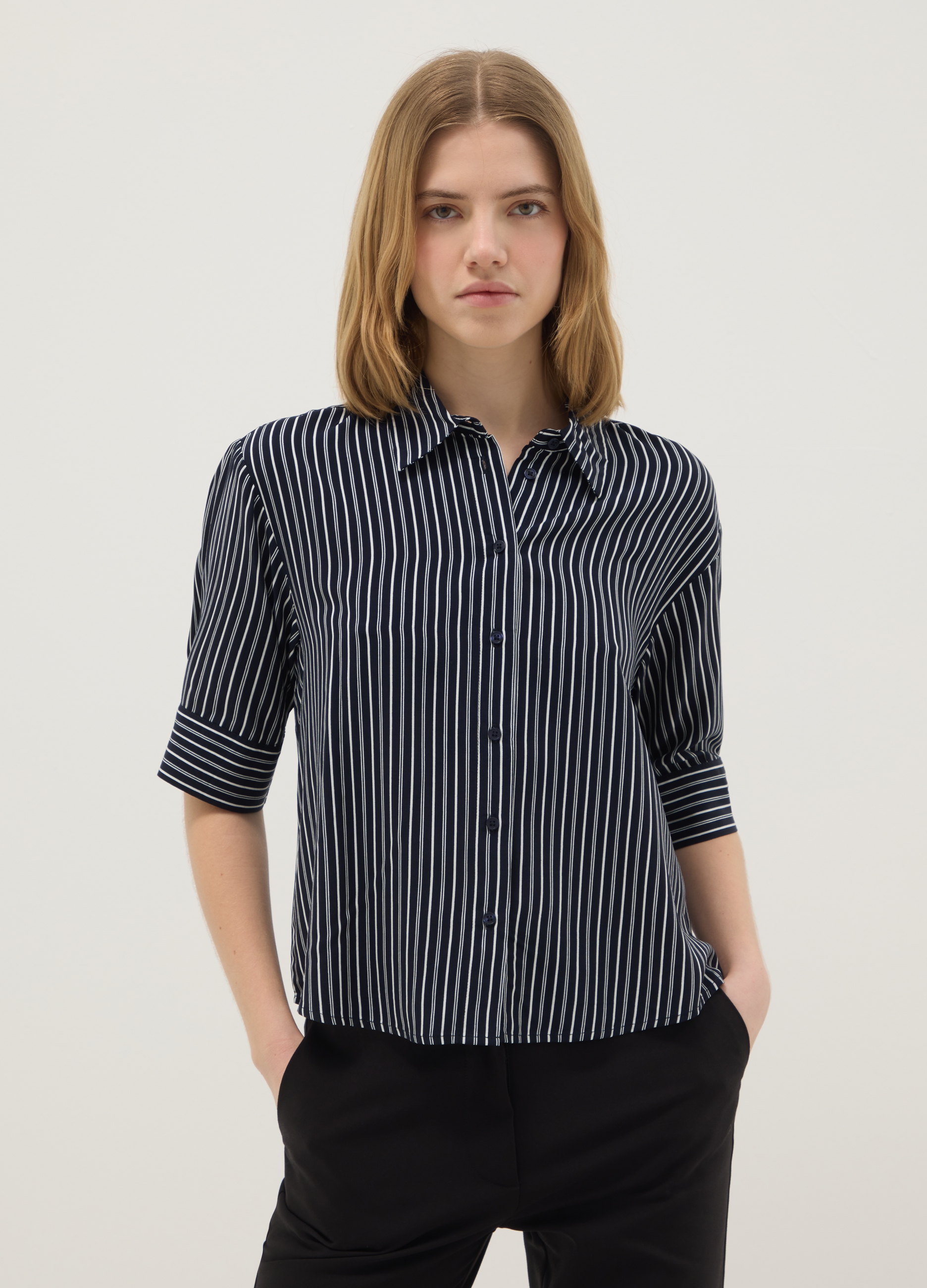 Ovs Donna Multicolor Camicia In Pura Viscosa A Righe Regular Fit, Taglia: Xxl