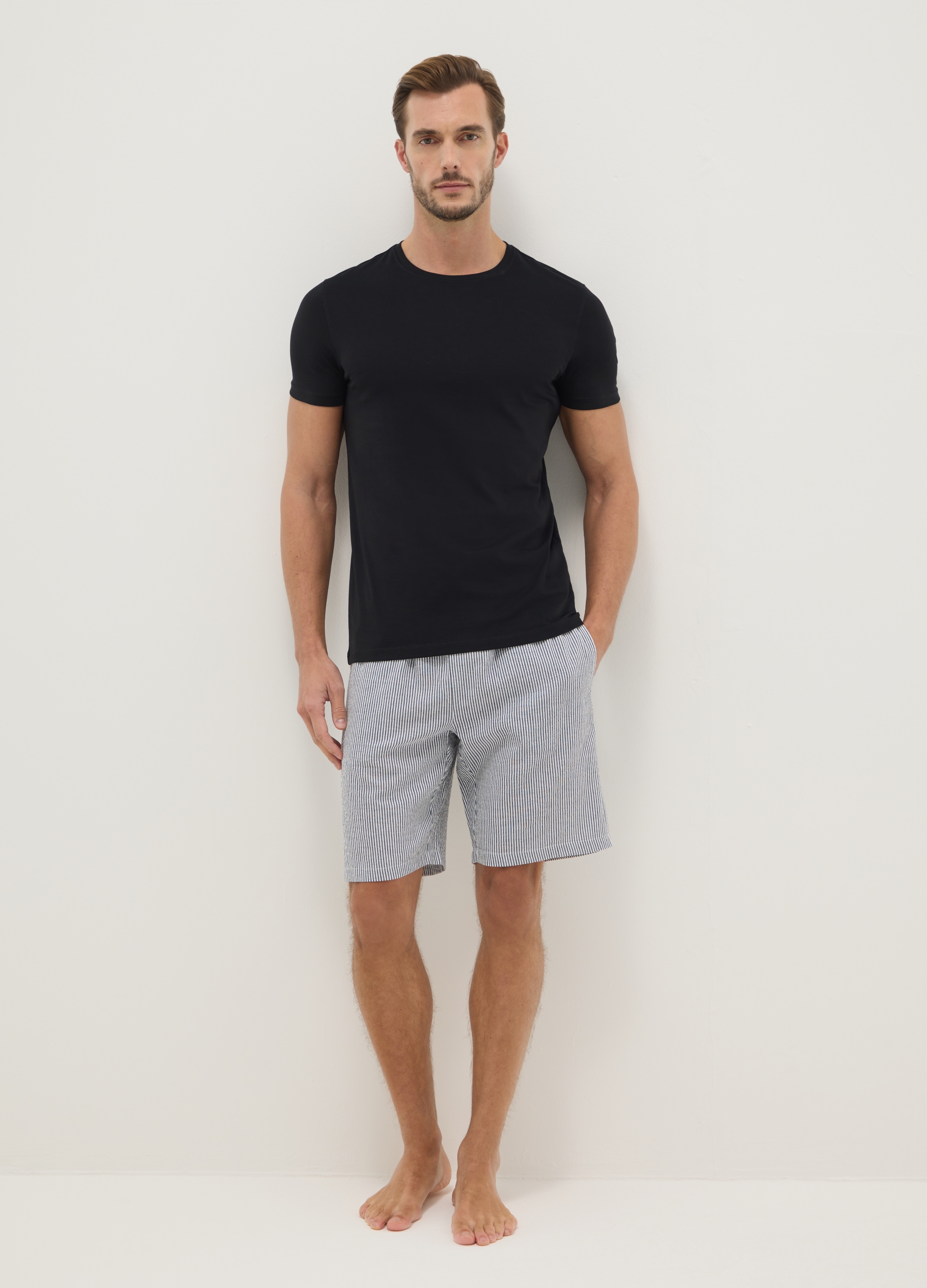 OVS, Pantaloncini Pigiama In Puro Cotone A Righe Multicolor Regular Fit, Uomo, Multicolor, Taglia: XXL