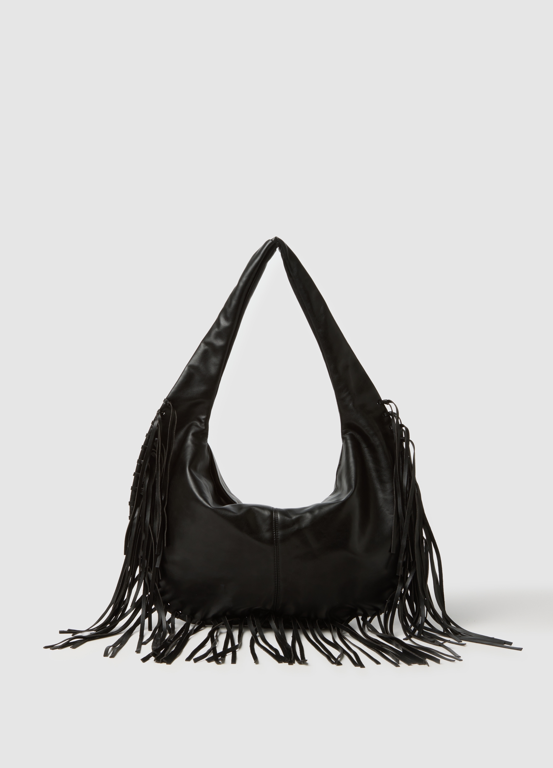 OVS, Bolso Negro De Hombro Con Flecos, Mujer, Gunmetal