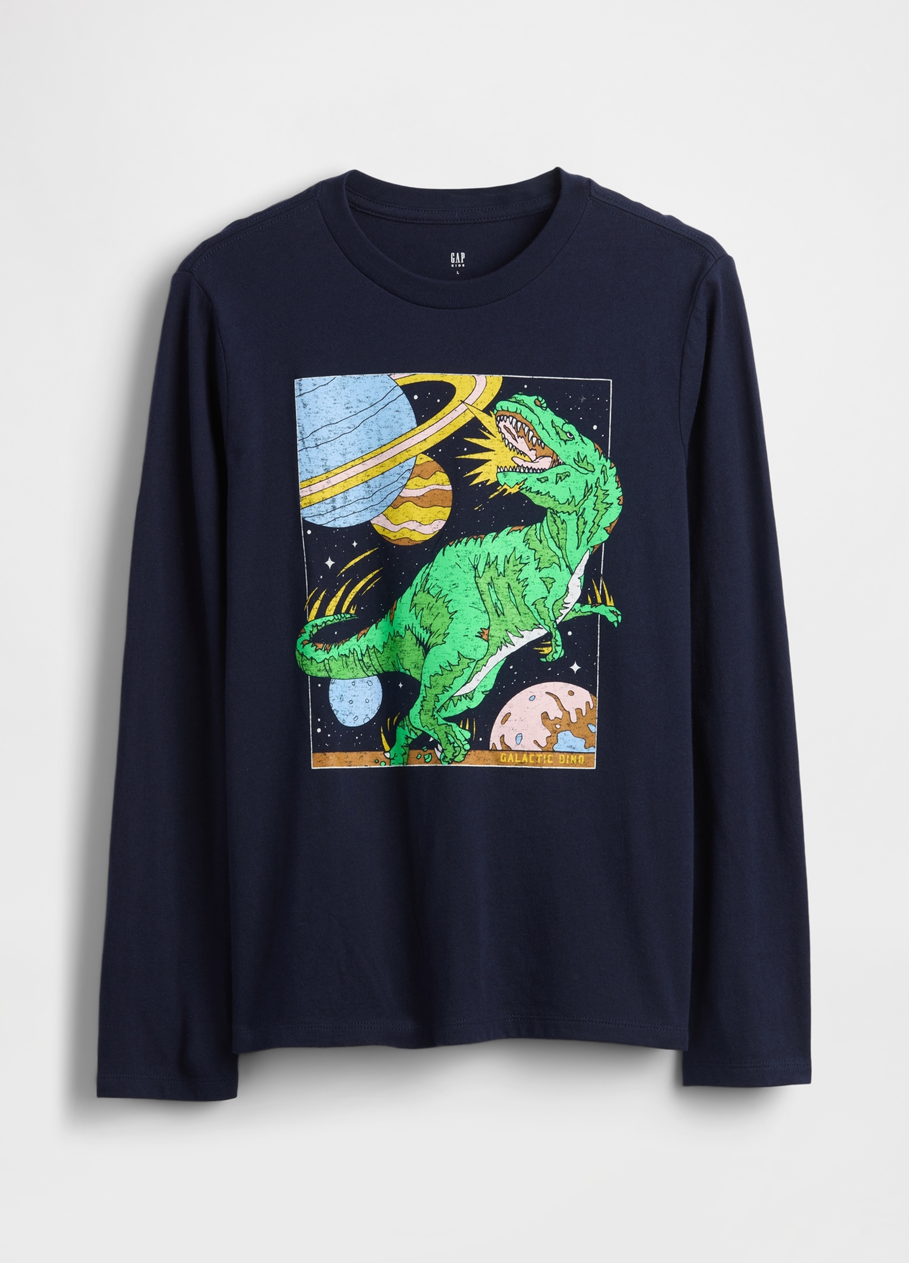 GAP KIDS, T-shirt A Maniche Lunghe Con Stampa Dinosauro, Bambino, Blu, Taglia: M/130-137
