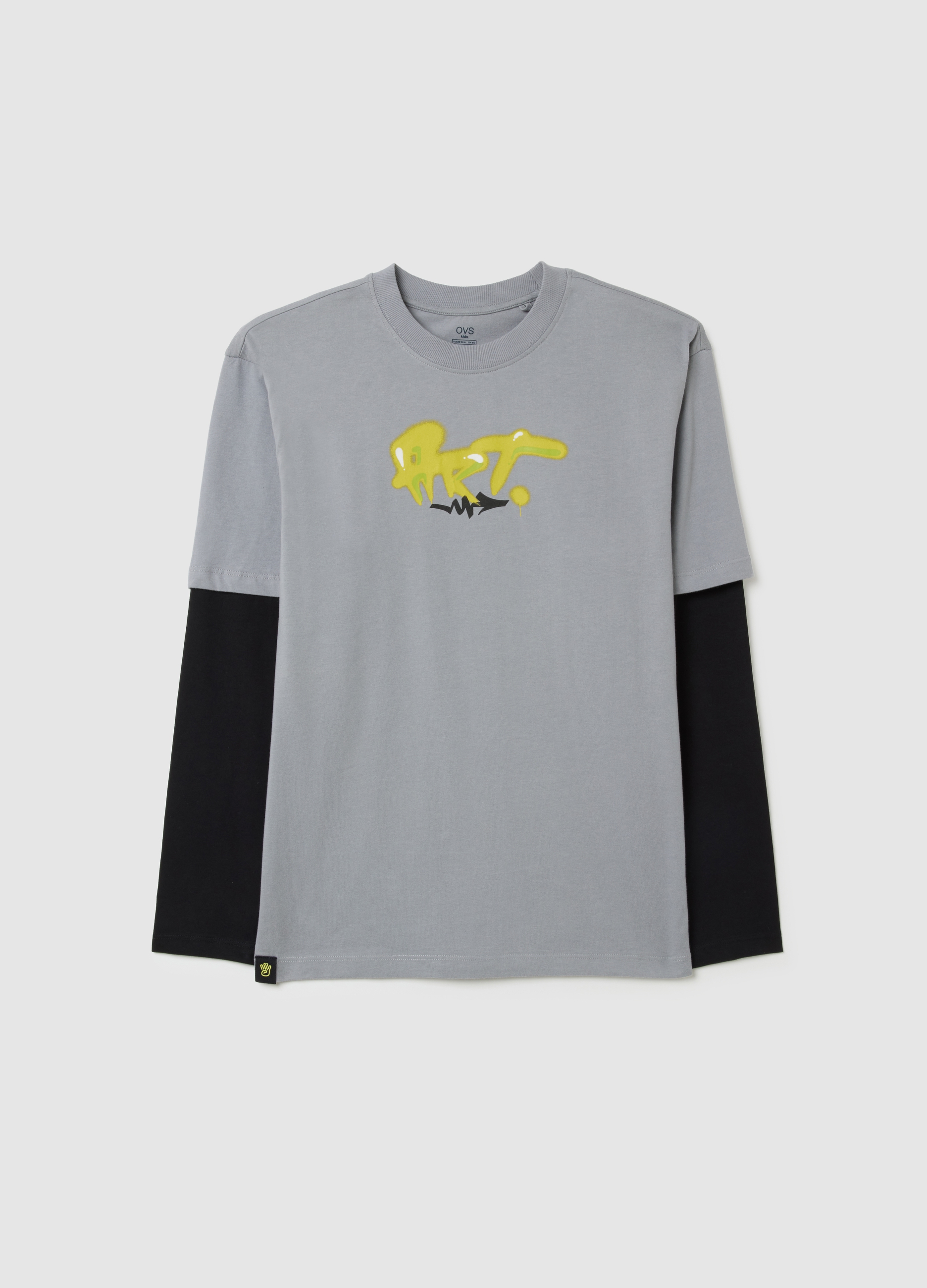 Jersey De Niño En Algodón Puro Multicolor Con Corte Oversize, Niño, Grey/Black, Talla: 12-13